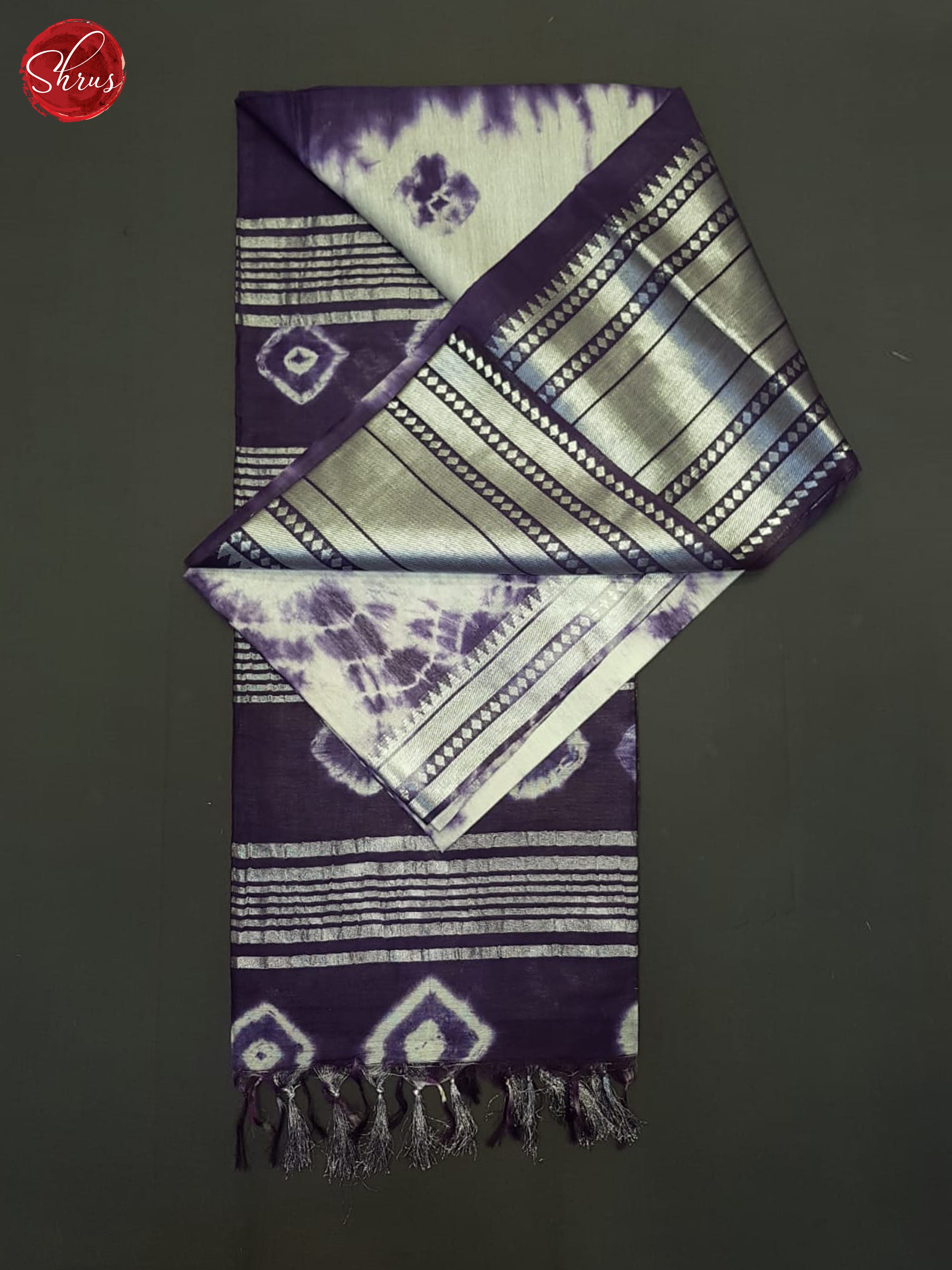 Cream And Purple- Shibori Saree - Shop on ShrusEternity.com