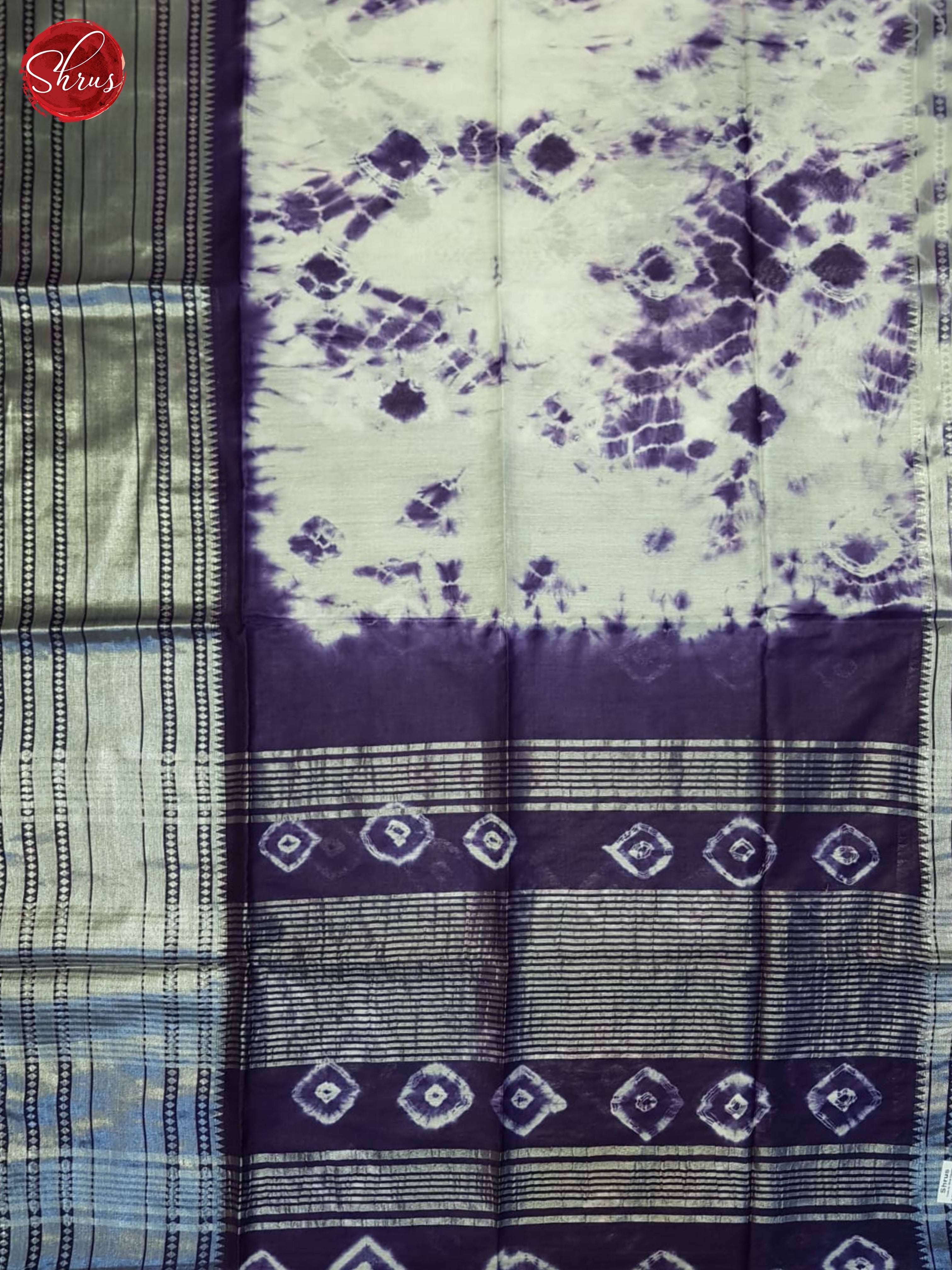Cream And Purple- Shibori Saree - Shop on ShrusEternity.com