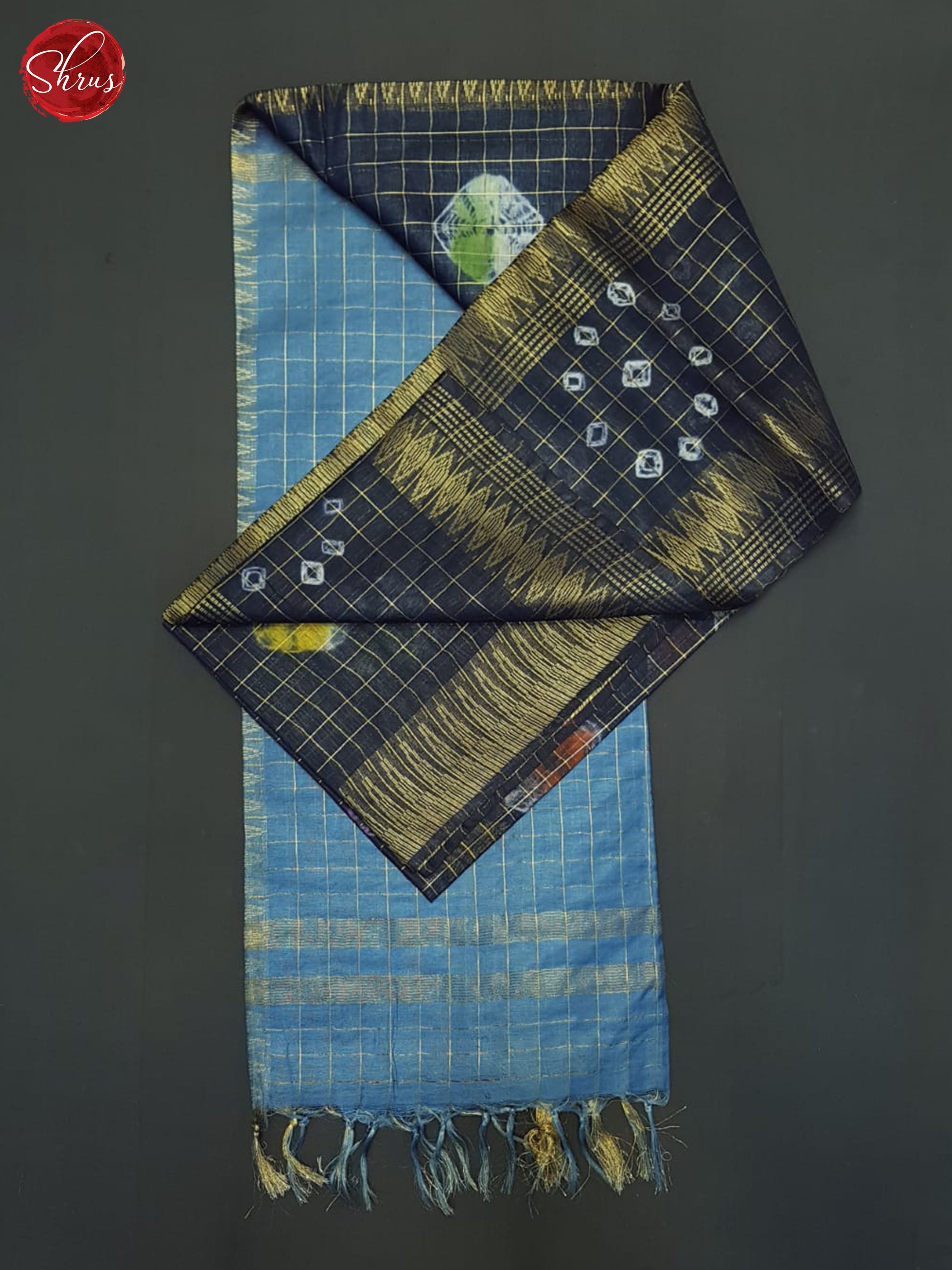 Dark Blue & Blue - Shibori Saree - Shop on ShrusEternity.com