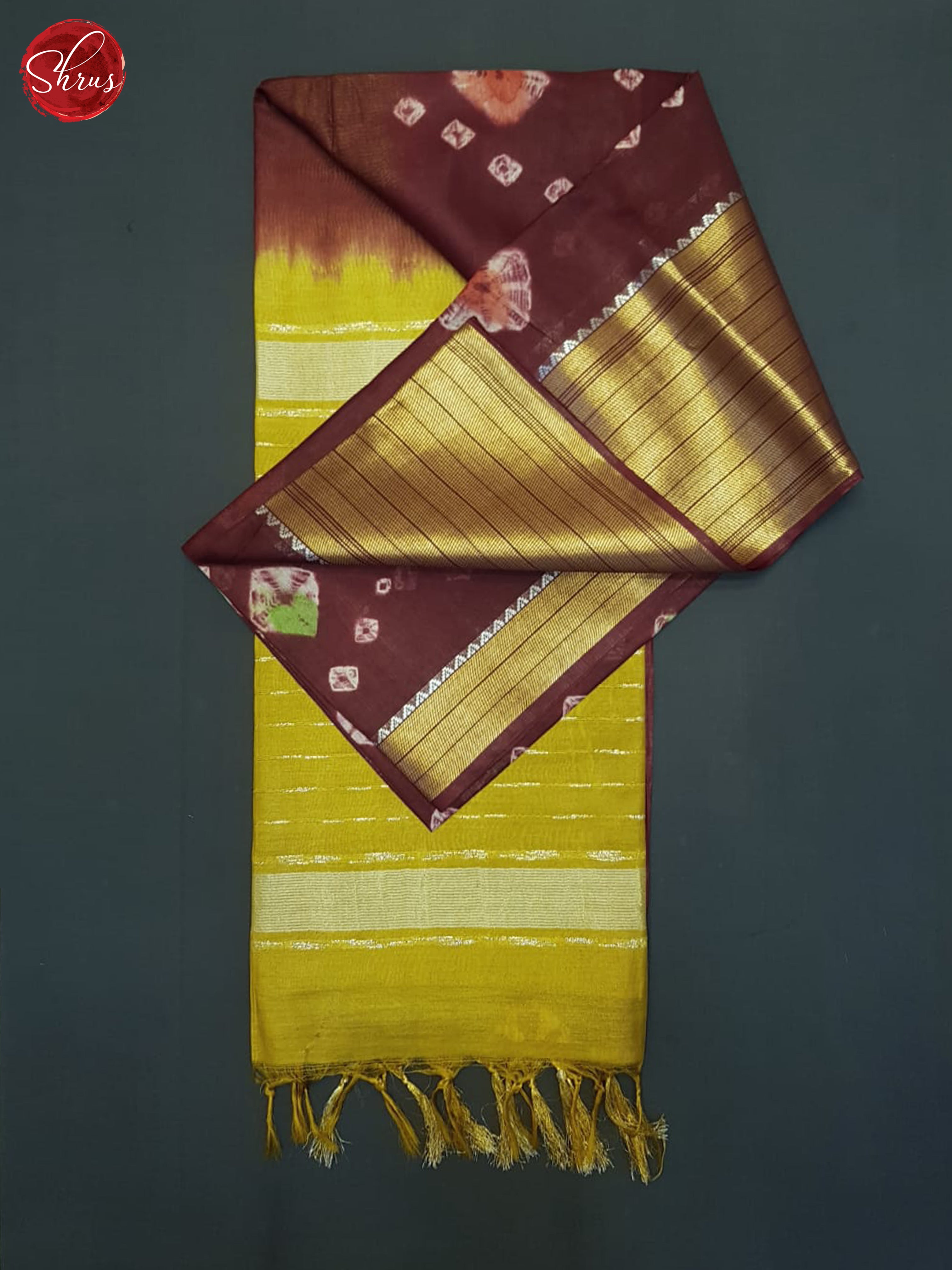 Maroon And Mustard- Shibori Saree - Shop on ShrusEternity.com