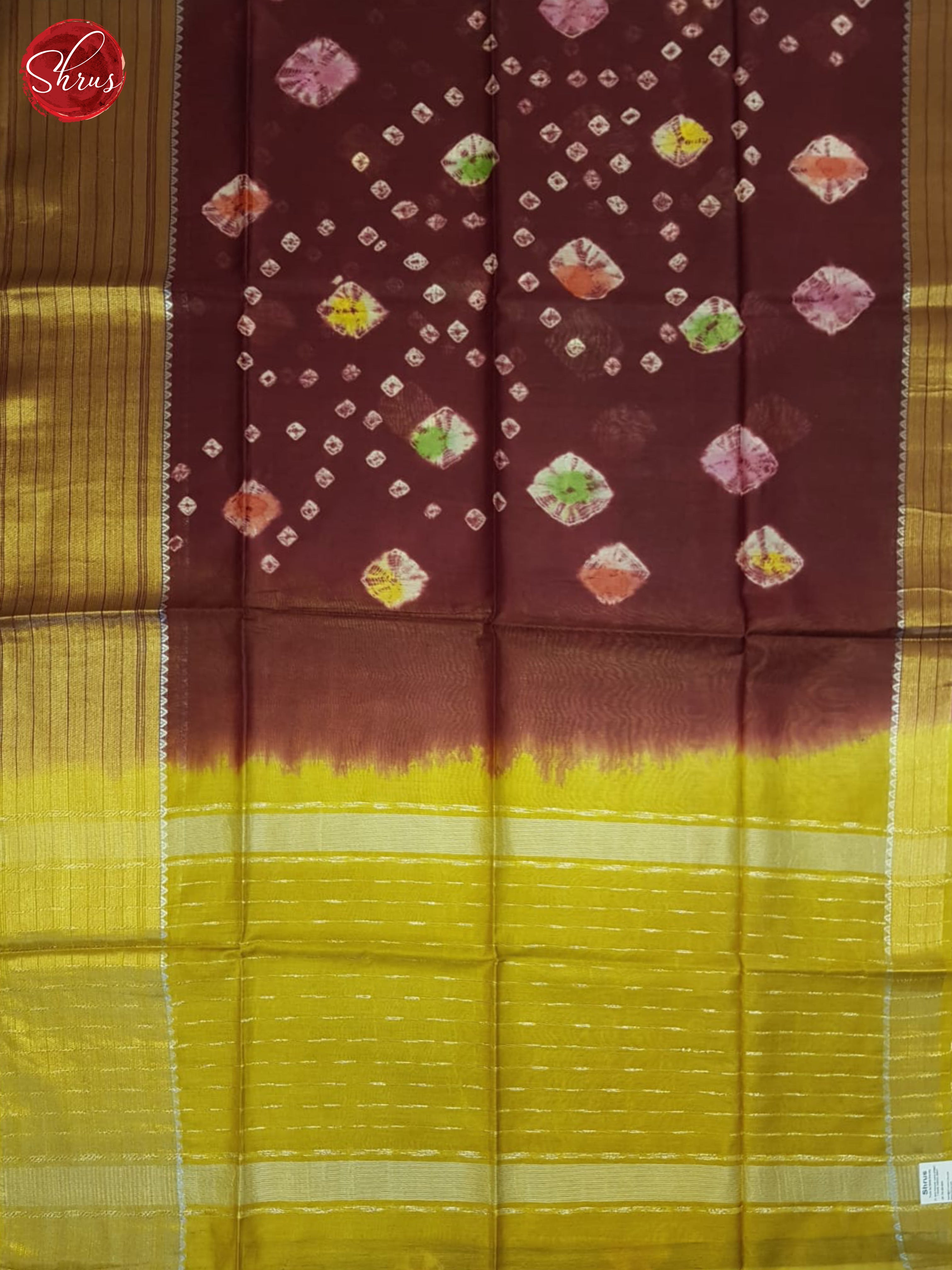 Maroon And Mustard- Shibori Saree - Shop on ShrusEternity.com