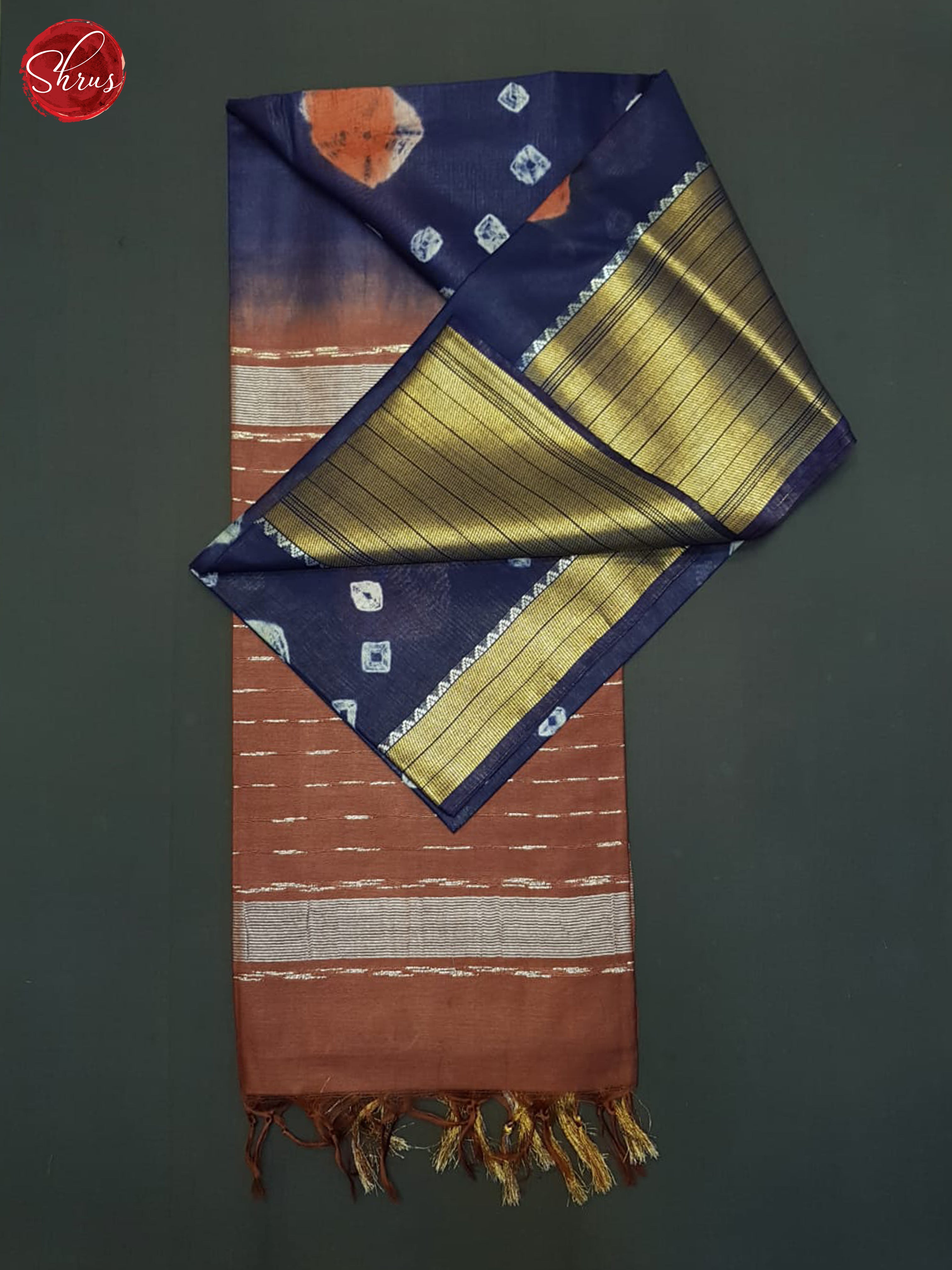 Blue And Brown- Shibori Saree - Shop on ShrusEternity.com