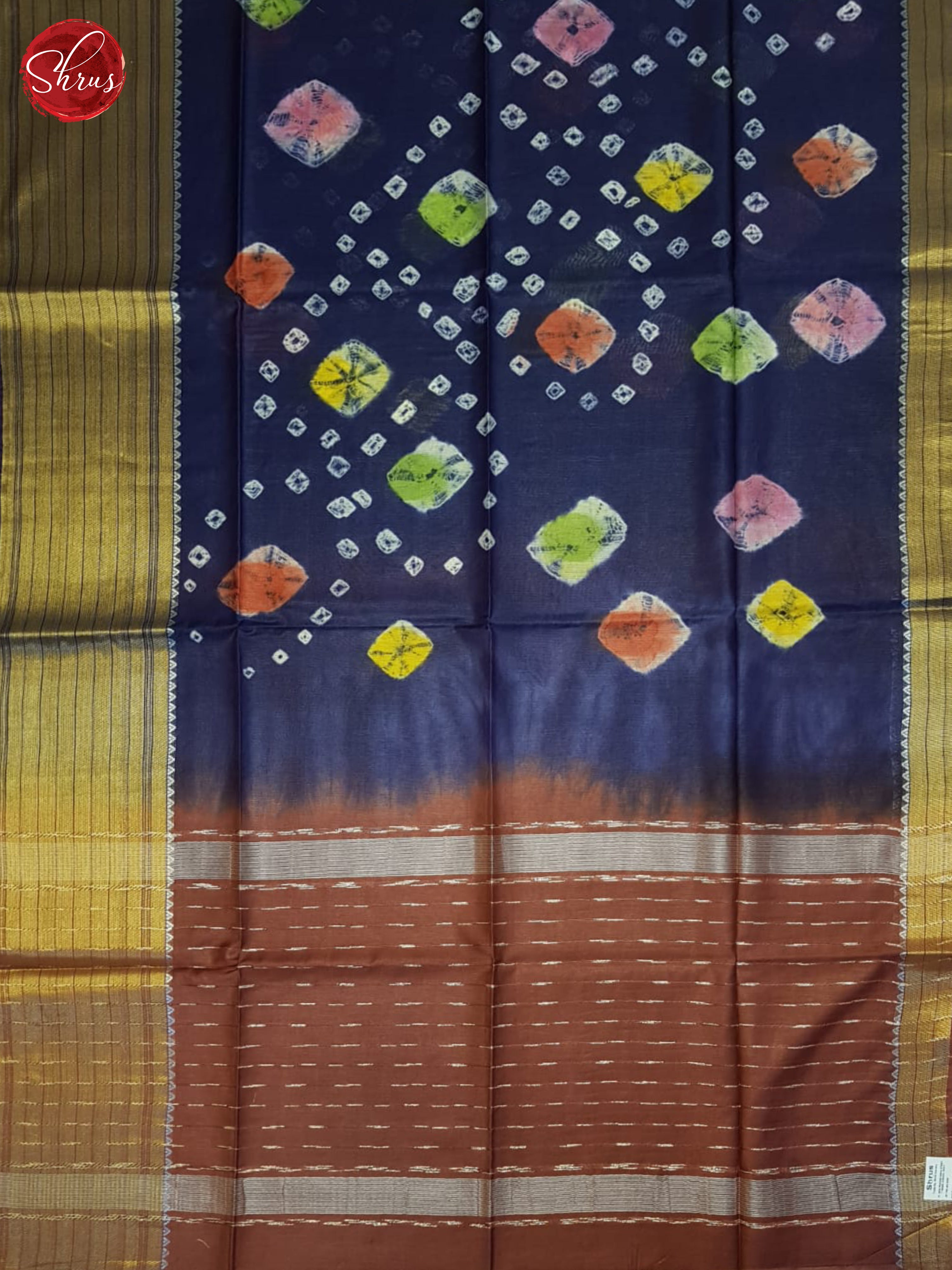 Blue And Brown- Shibori Saree - Shop on ShrusEternity.com