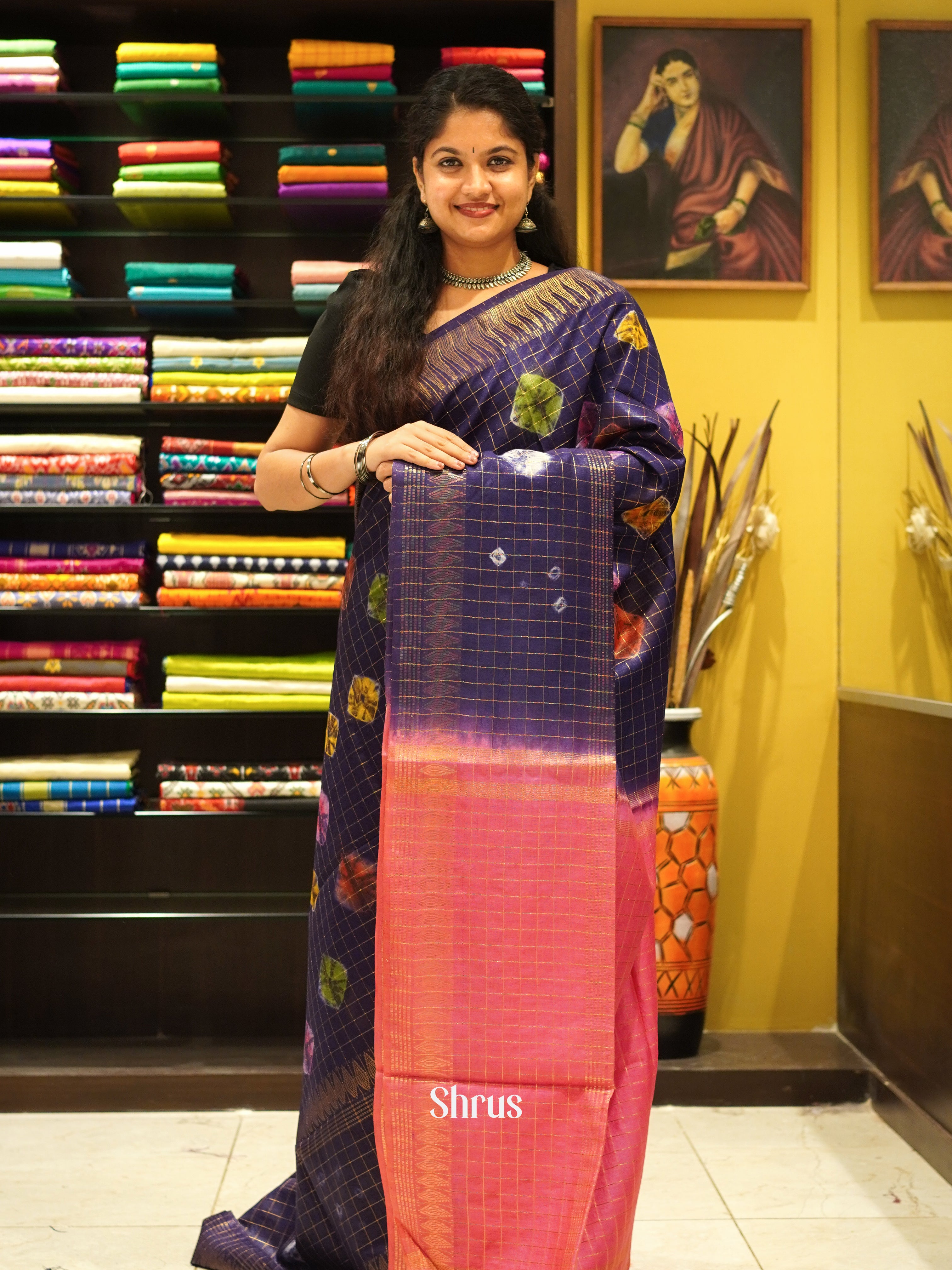 Purple & Pink - Shibori Saree - Shop on ShrusEternity.com