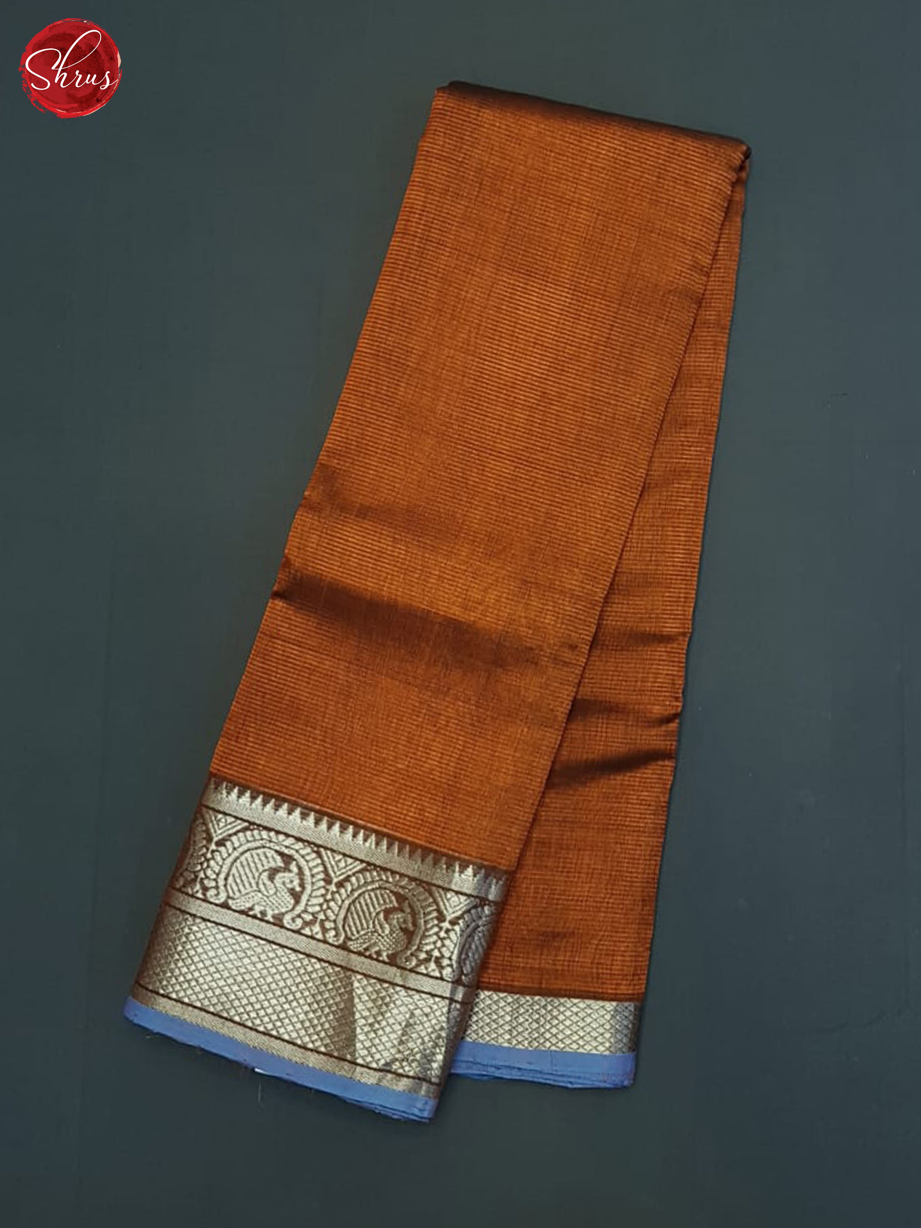 Brick And Blue- Mangalagiri Silk Cotton Saree - Shop on ShrusEternity.com