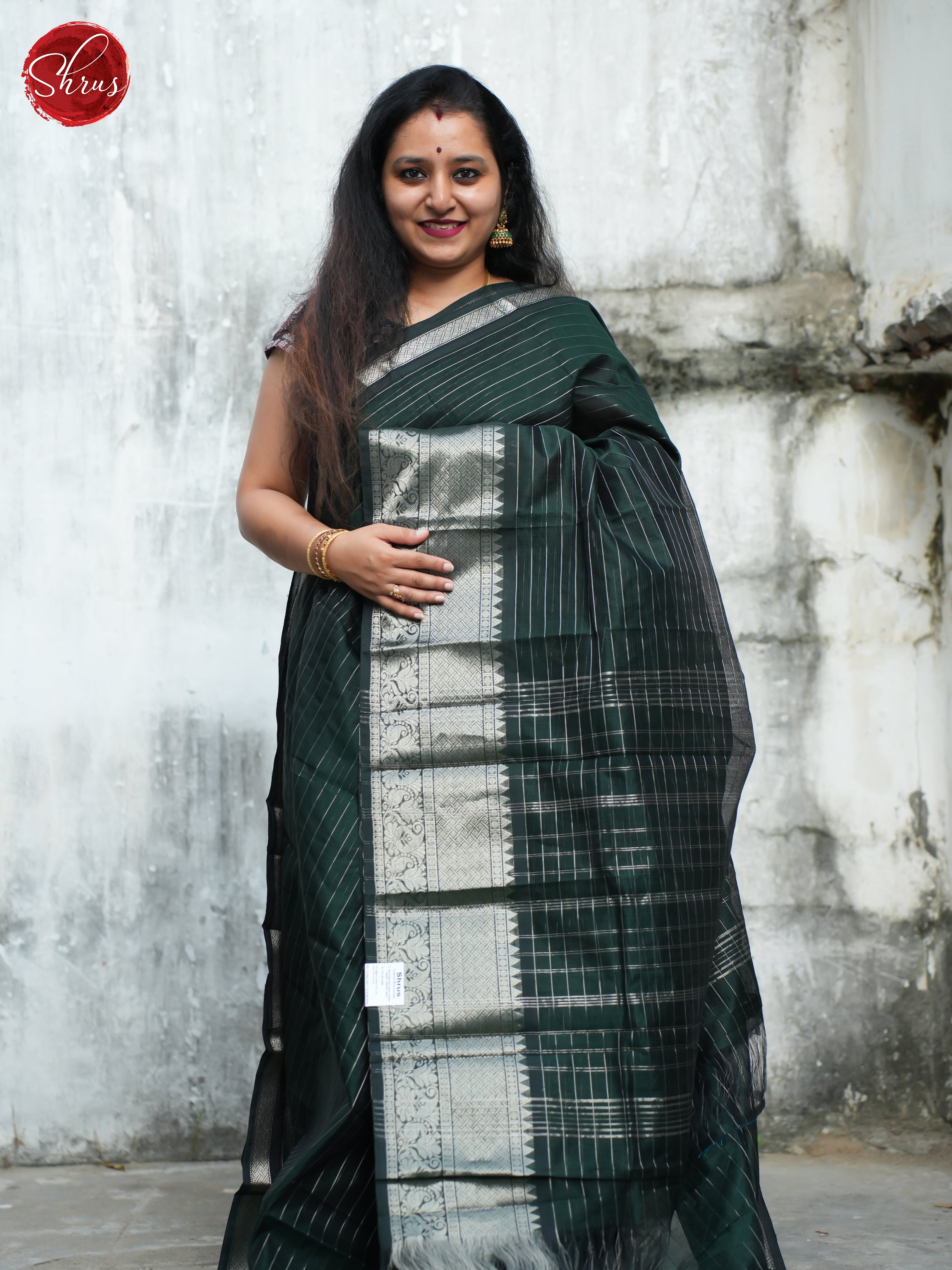 Green(Single Tone)- mangalagiri Silk Cotton Saree - Shop on ShrusEternity.com