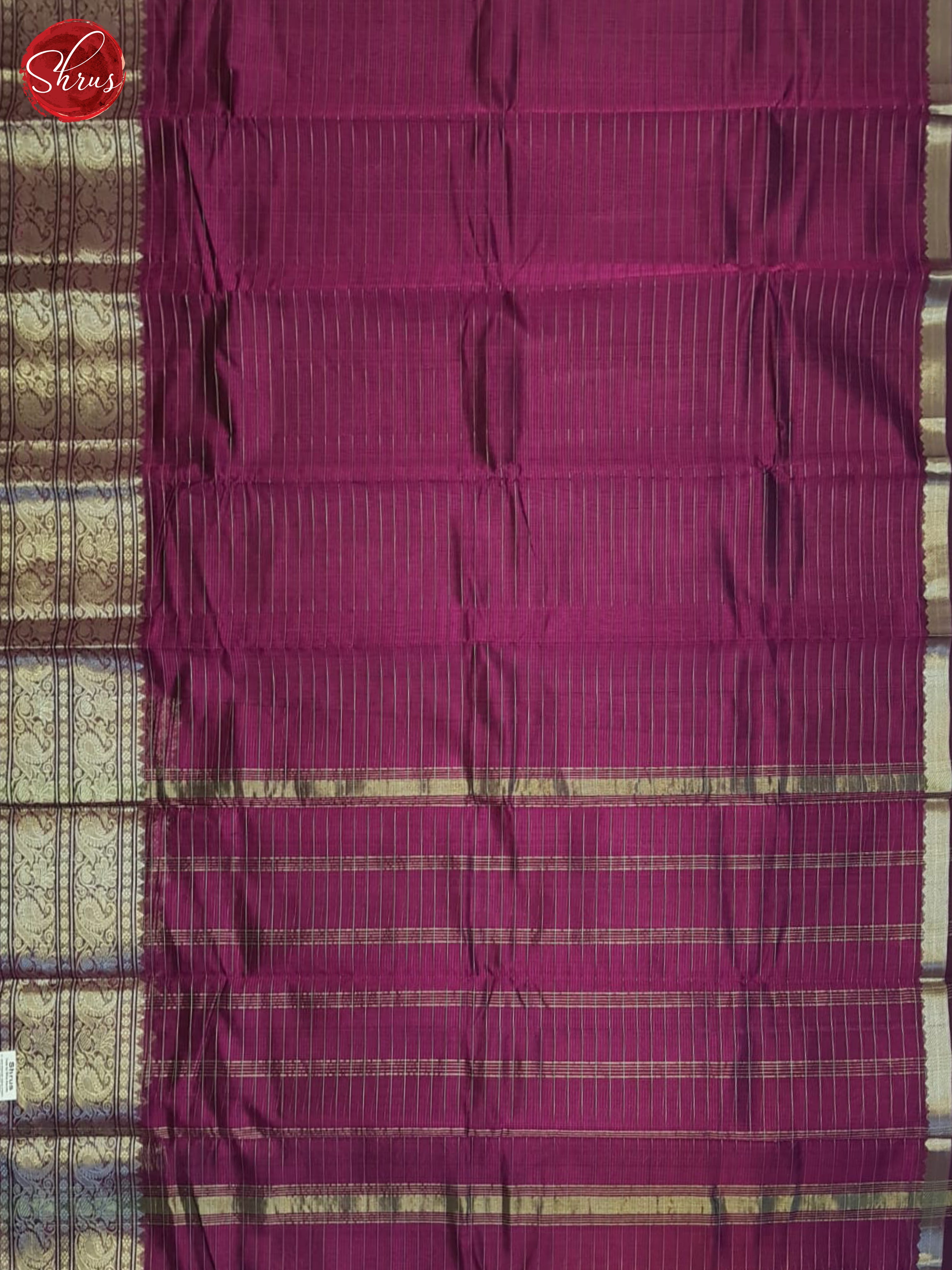 Wine(Single Tone)- Mangalagiri Silk Cotton Saree - Shop on ShrusEternity.com