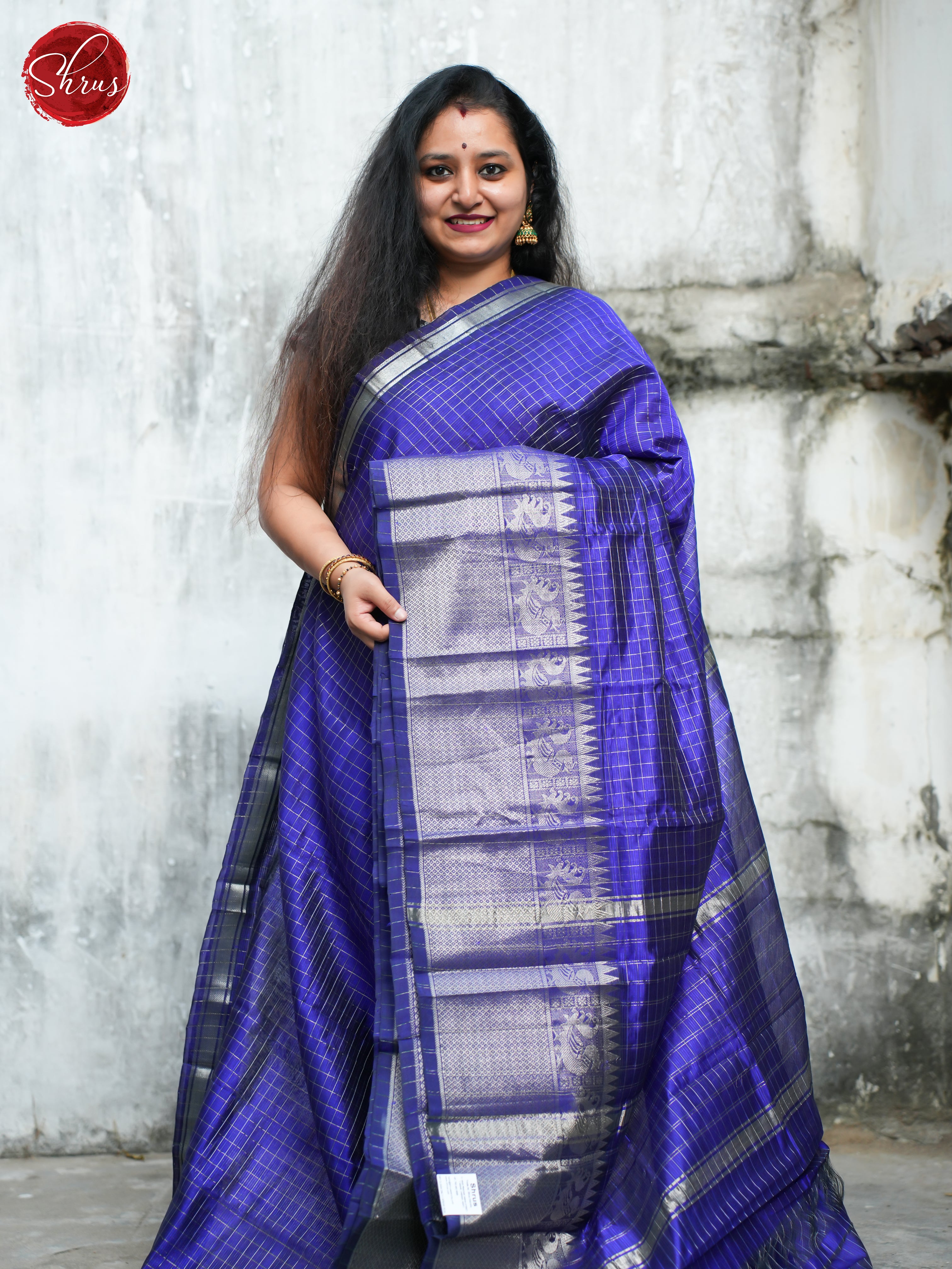 Blue(SIngle Tone)- Mangalagiri Silk Cotton Saree - Shop on ShrusEternity.com