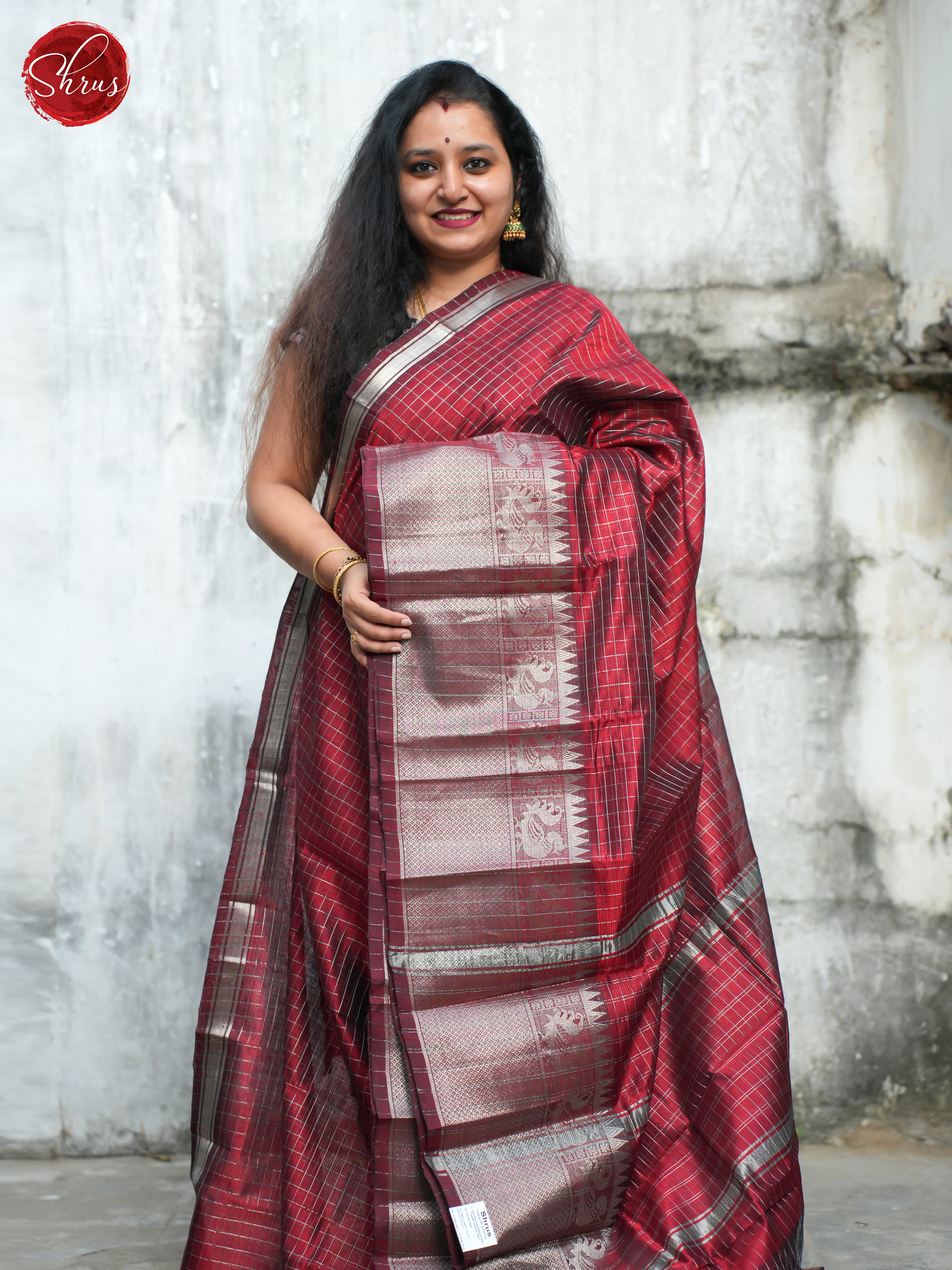 Red(Single Tone)- Mangalagiri Silk Cotton Saree - Shop on ShrusEternity.com