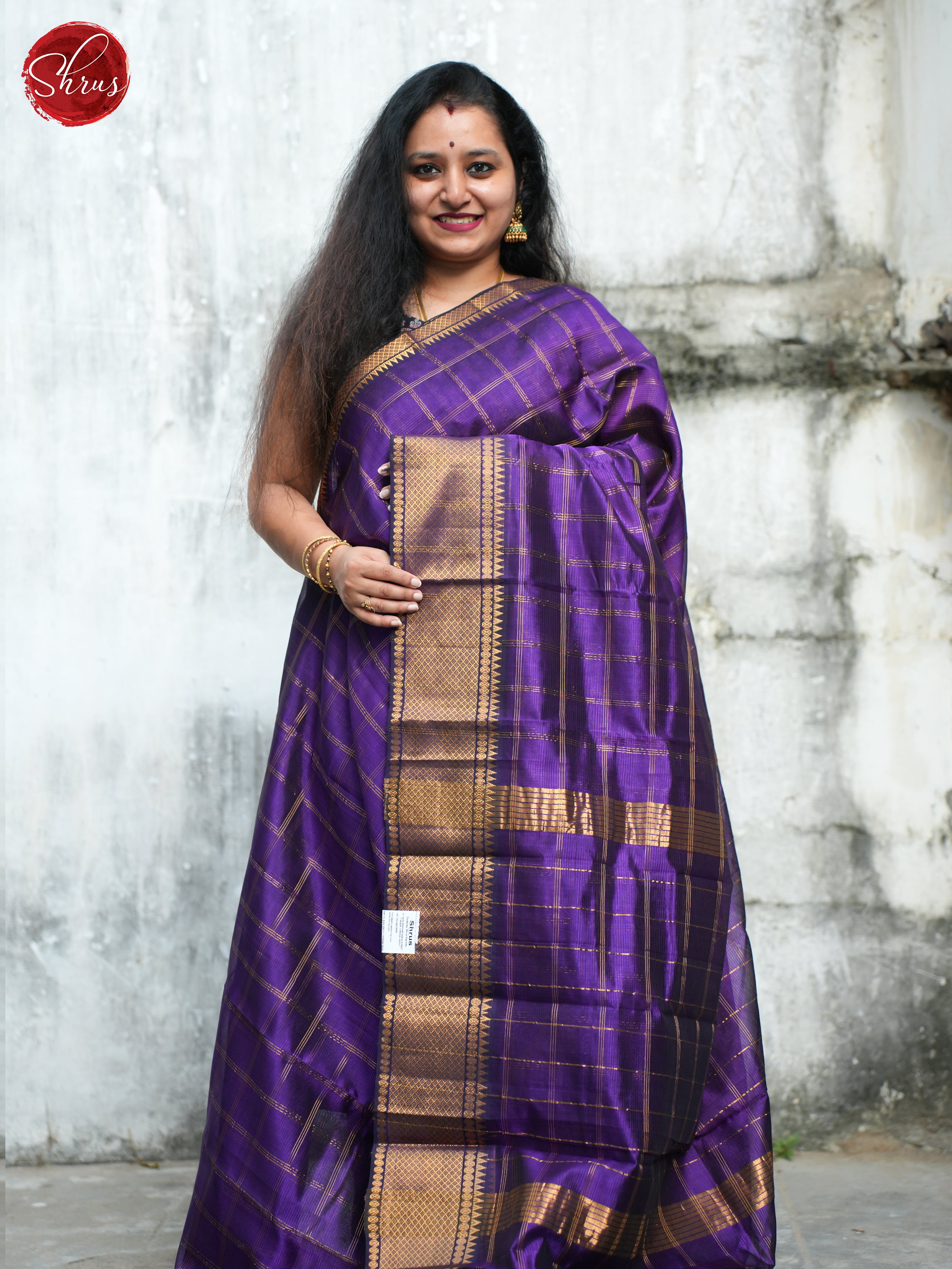 Purple(Single tone)- Mangalagiri Silk Cotton Saree - Shop on ShrusEternity.com