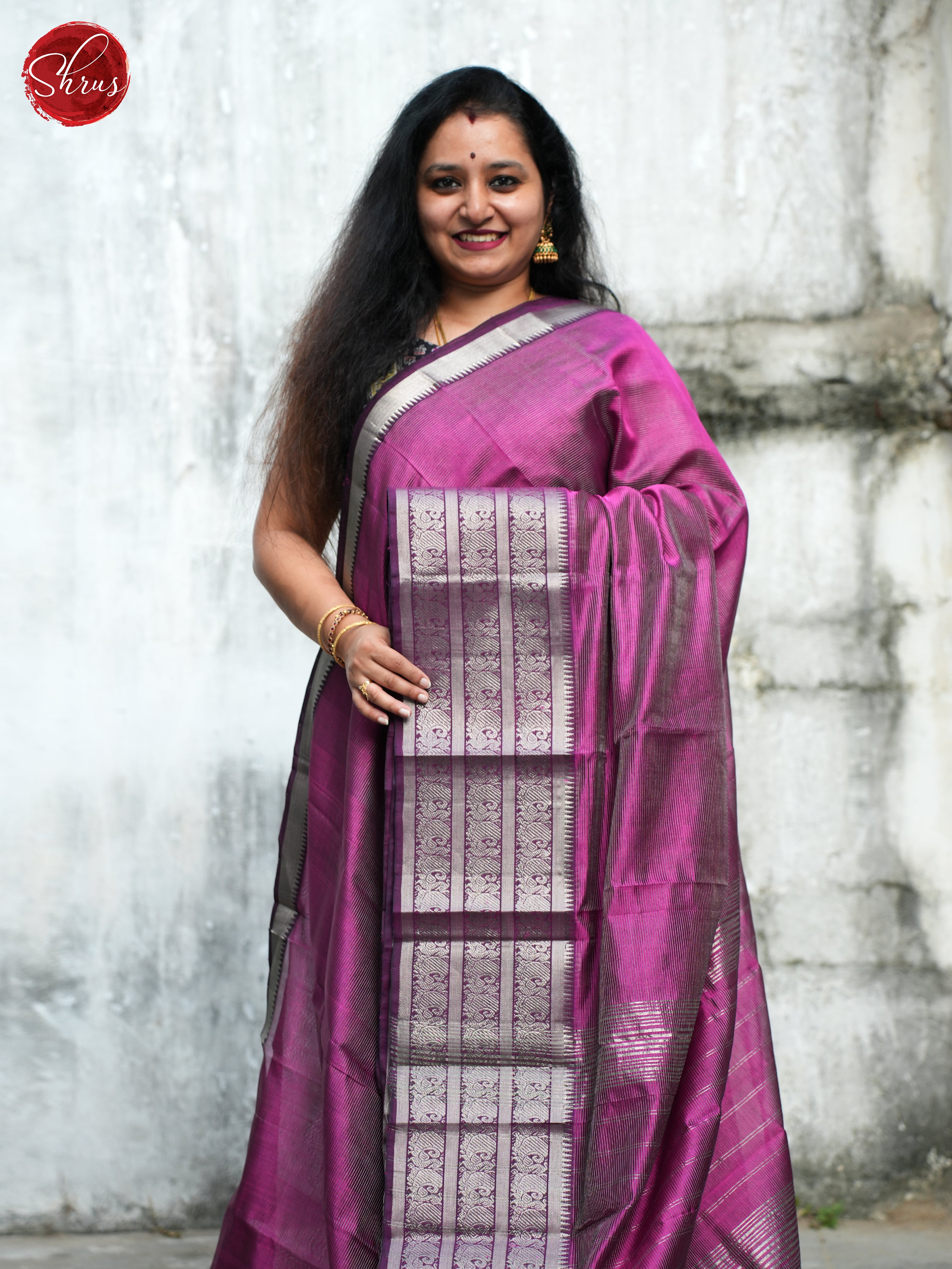 Majenta Pink(Single Tone)- Mangalagiri Silk Cotton Saree - Shop on ShrusEternity.com
