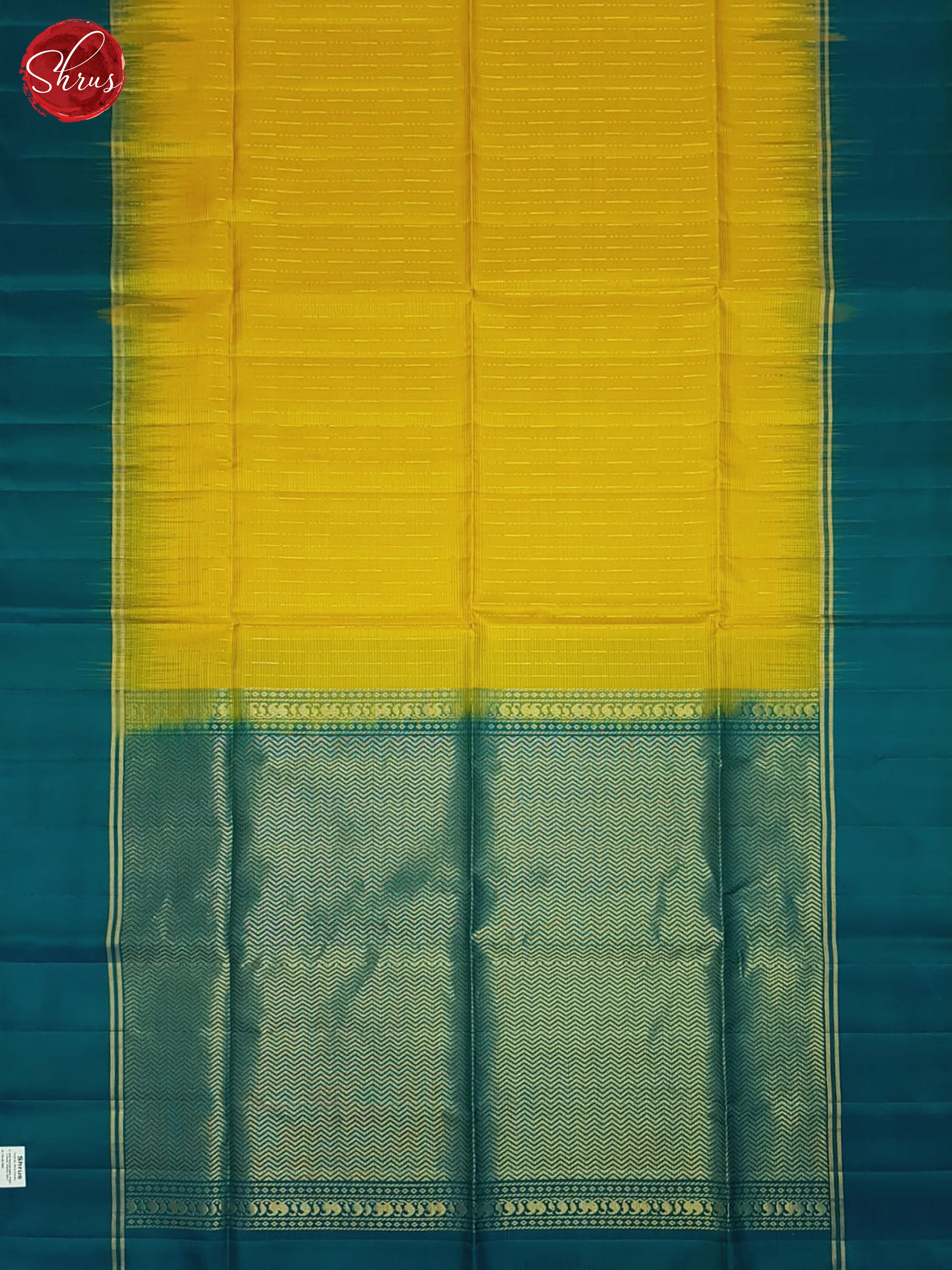 Mustard And Peacock Neck- Soft Silk Saree - Shop on ShrusEternity.com