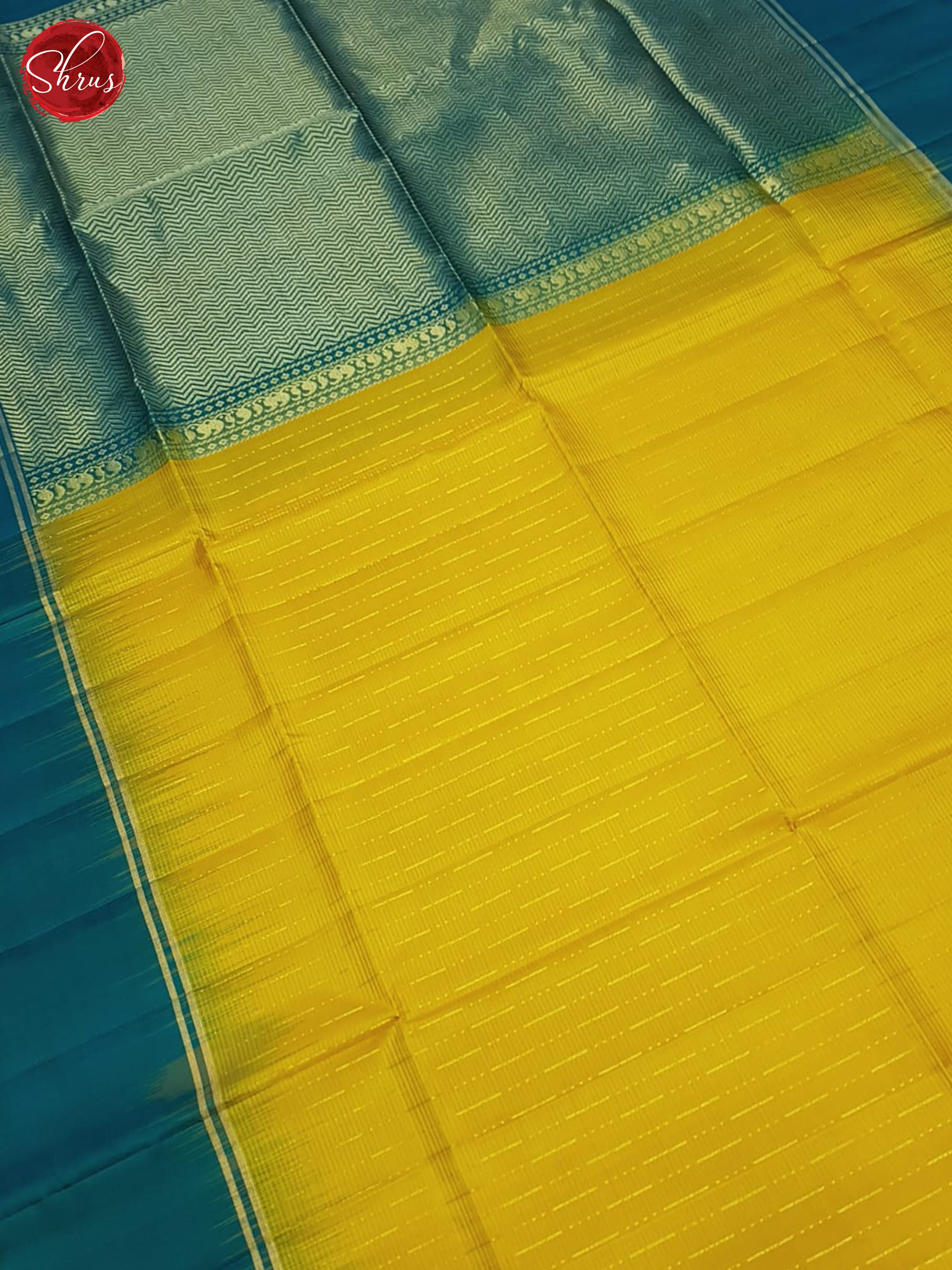 Mustard And Peacock Neck- Soft Silk Saree - Shop on ShrusEternity.com