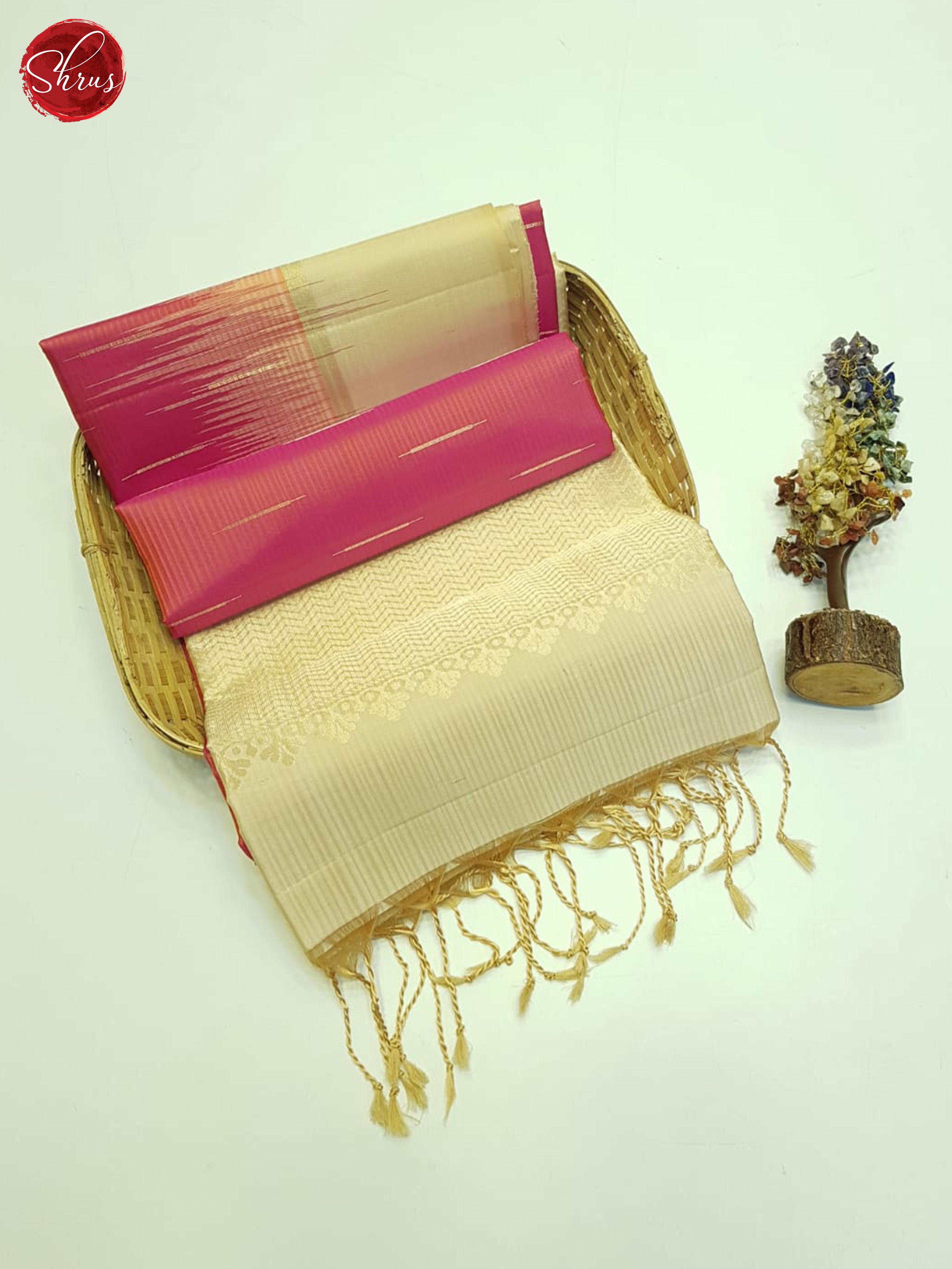 Pink And Beige- Soft Silk Saree - Shop on ShrusEternity.com