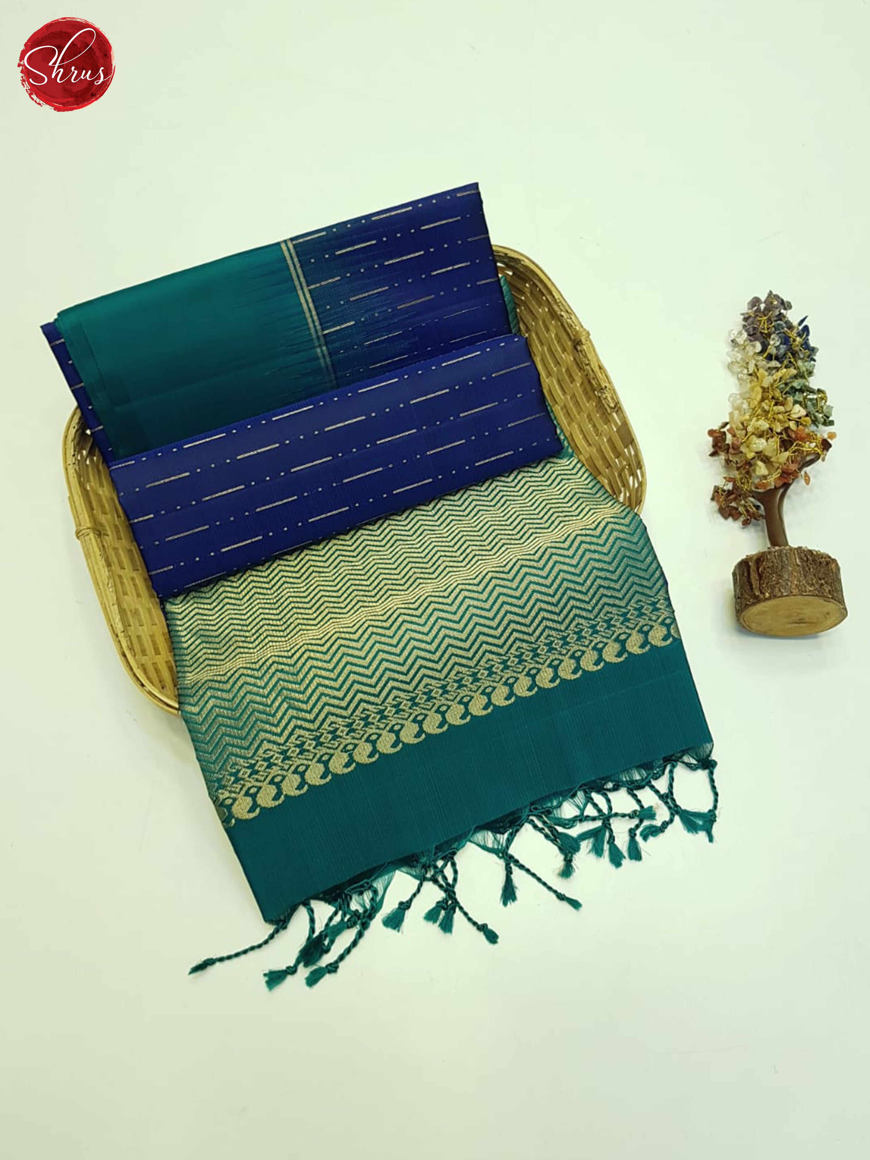 Blue And Green- Soft Silk Saree - Shop on ShrusEternity.com
