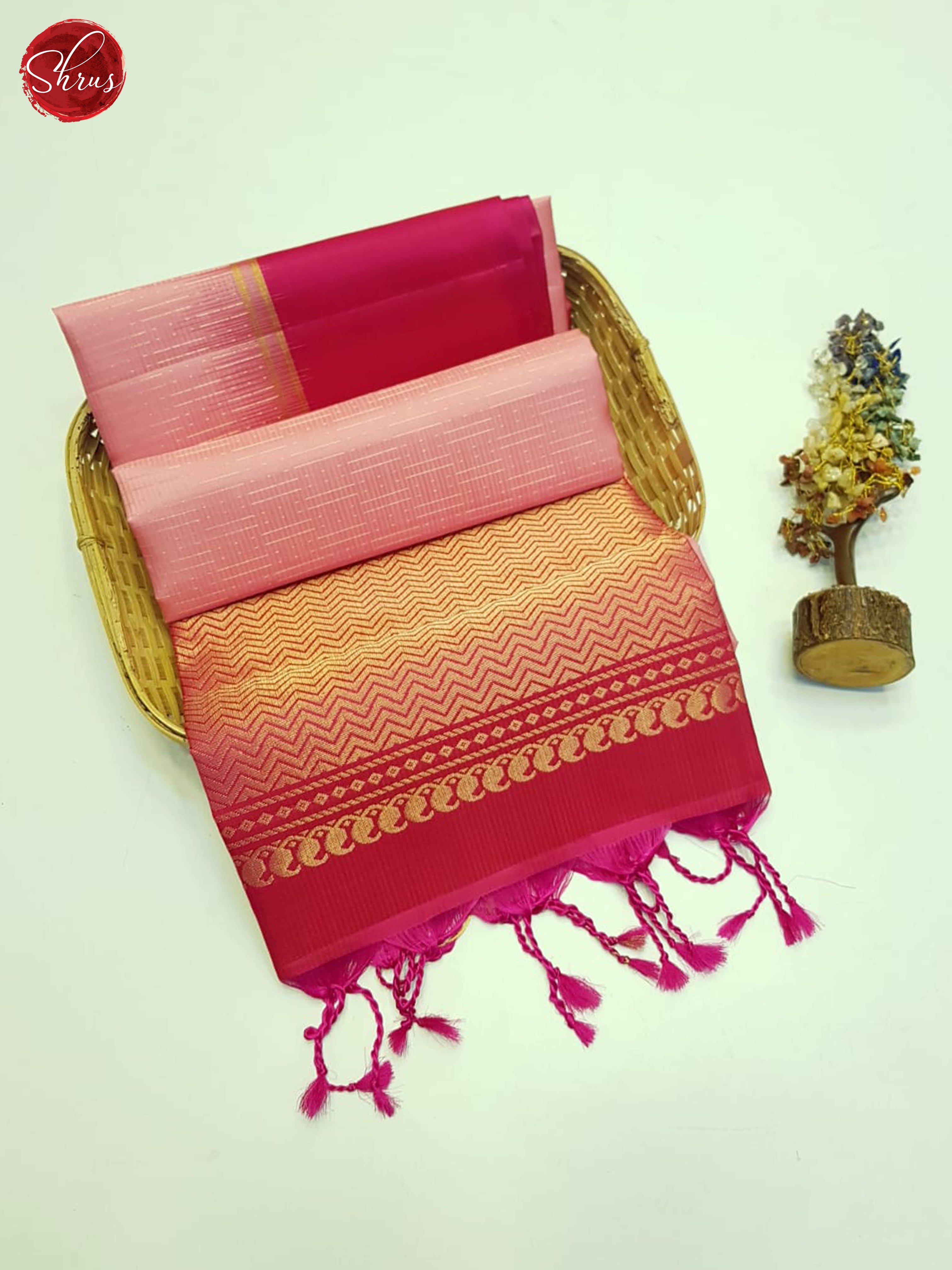 Baby Pink & Pink- Soft Silk Saree - Shop on ShrusEternity.com