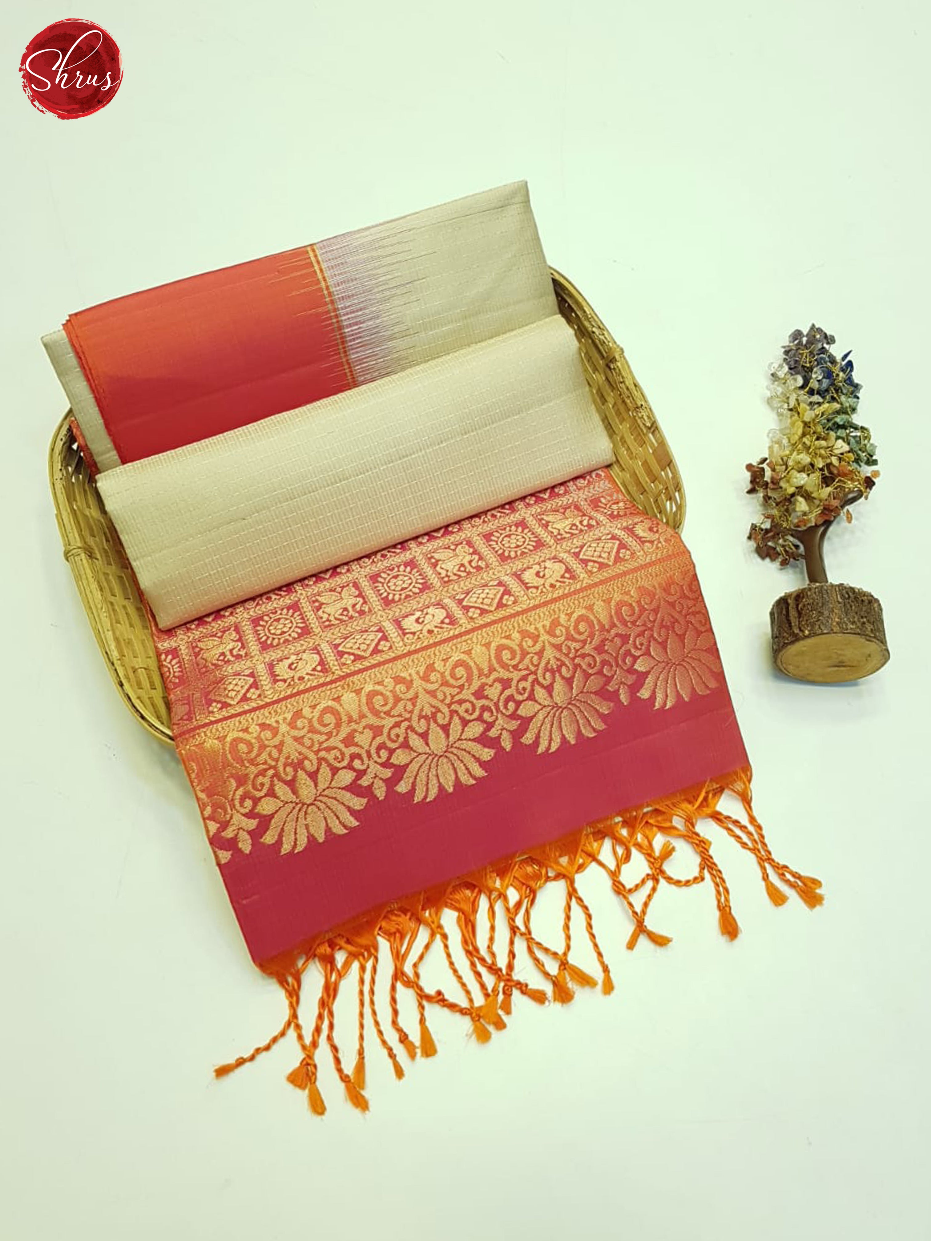 Beige And Pink- Soft Silk Saree - Shop on ShrusEternity.com
