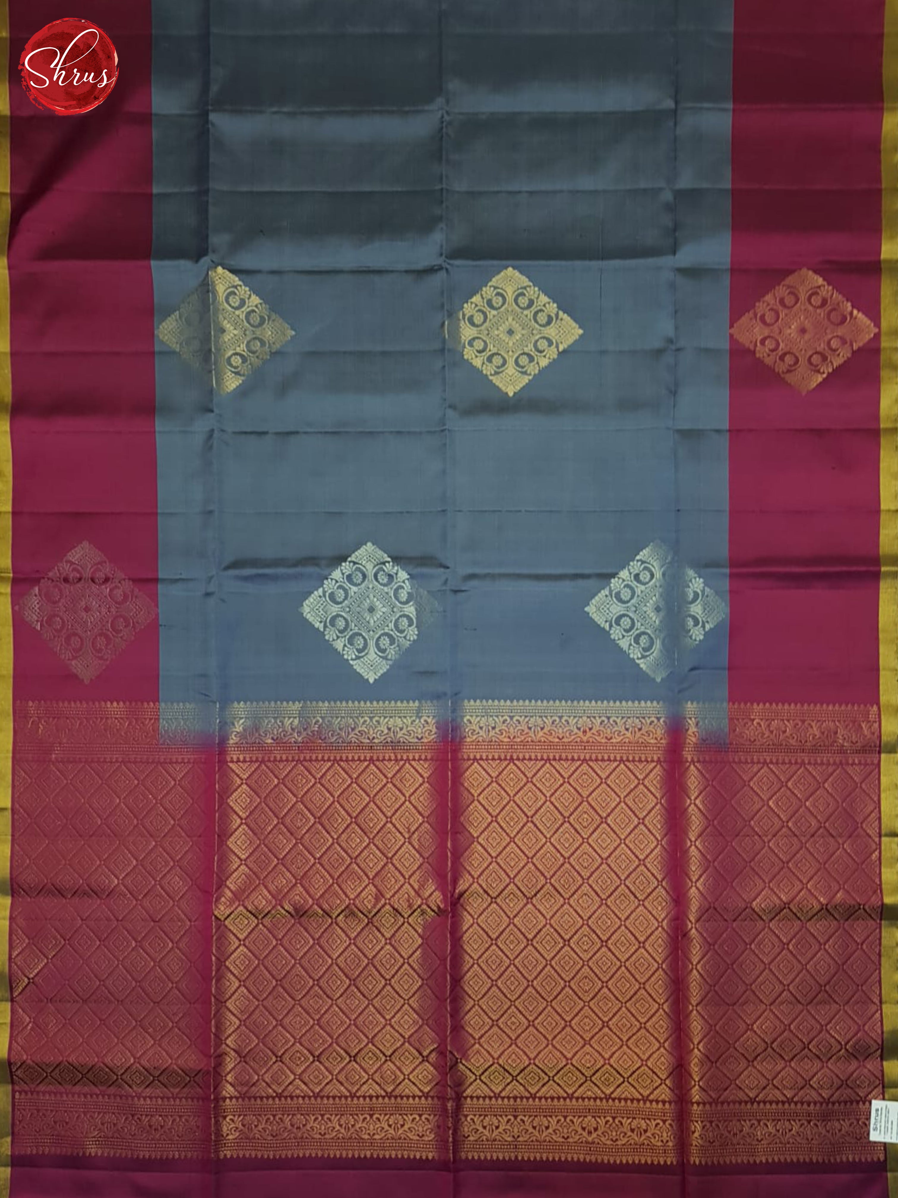Grey And Wine- Soft Silk Saree - Shop on ShrusEternity.com