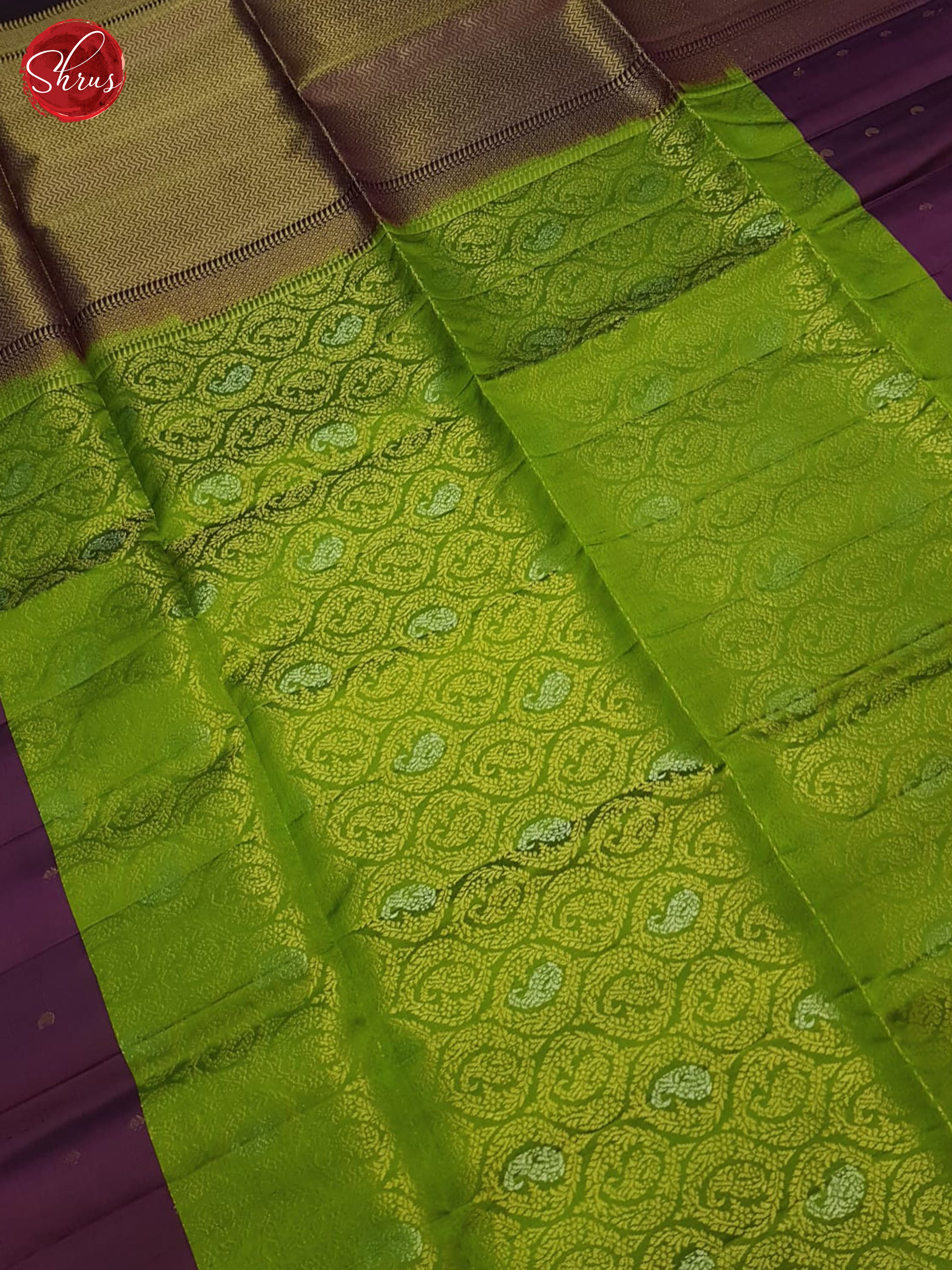 Green And Wine- Soft Silk Saree - Shop on ShrusEternity.com