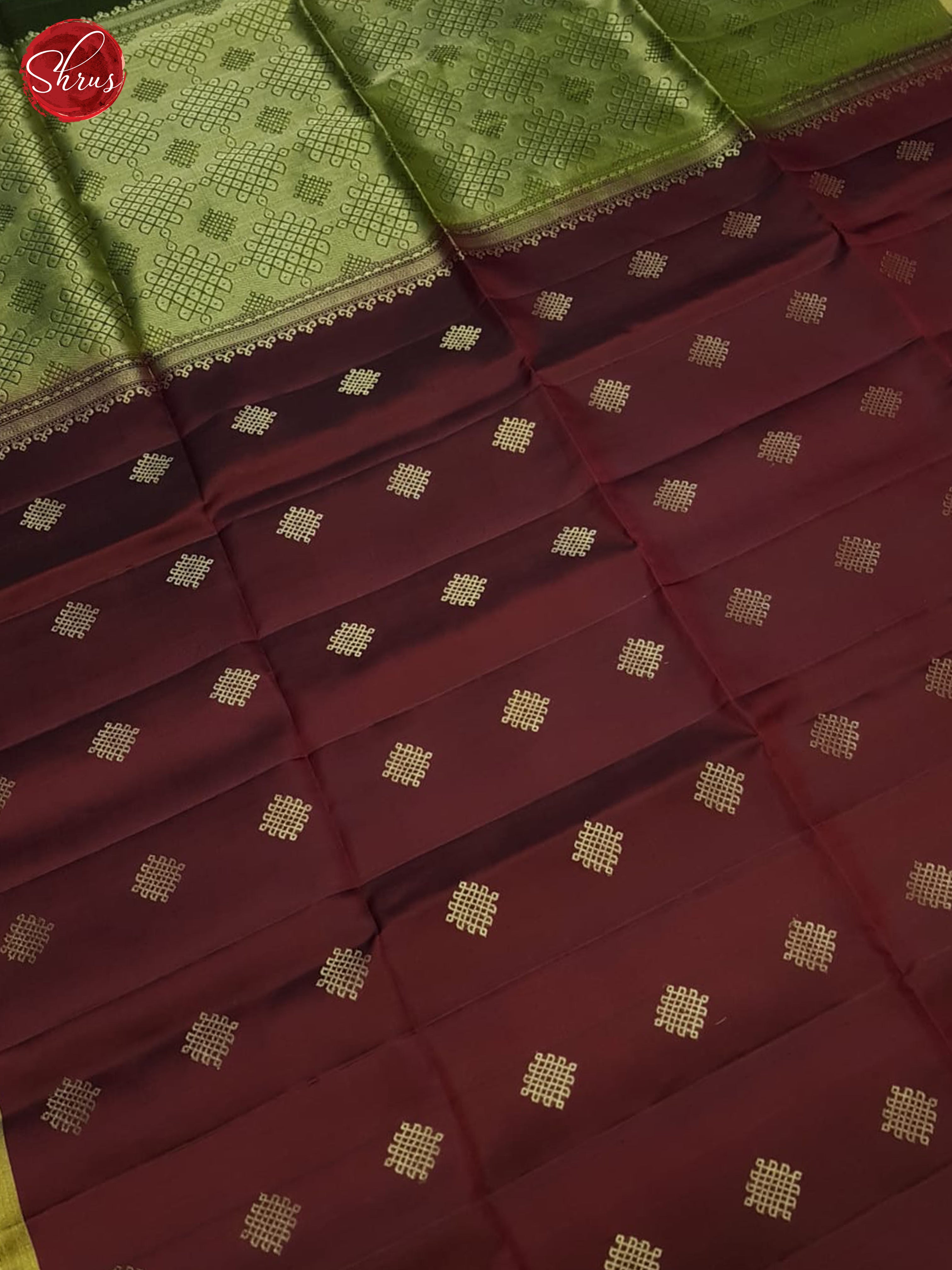 Maroon And Green- Soft Silk Saree - Shop on ShrusEternity.com
