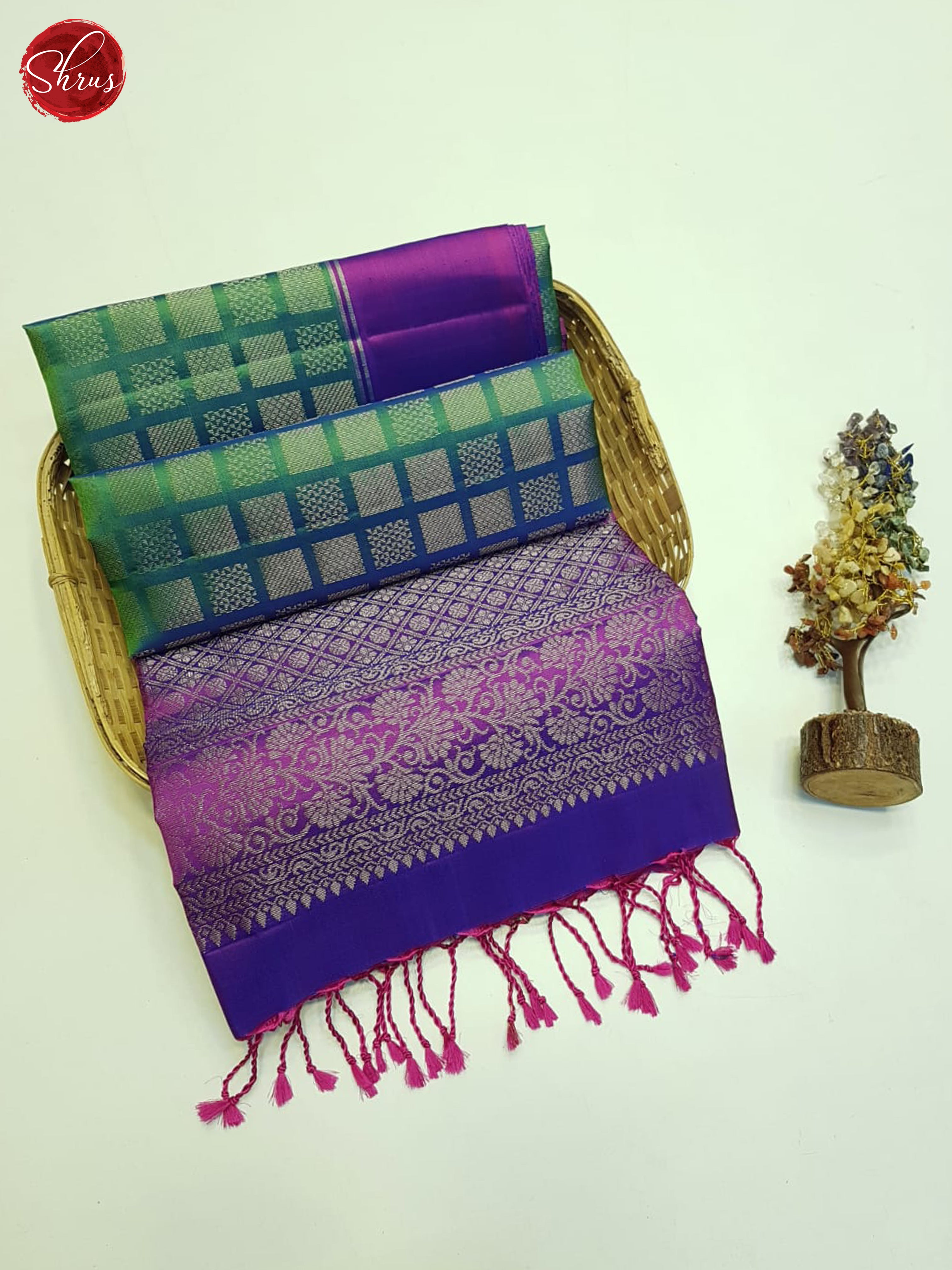 Green And Purple- Soft Silk Saree - Shop on ShrusEternity.com