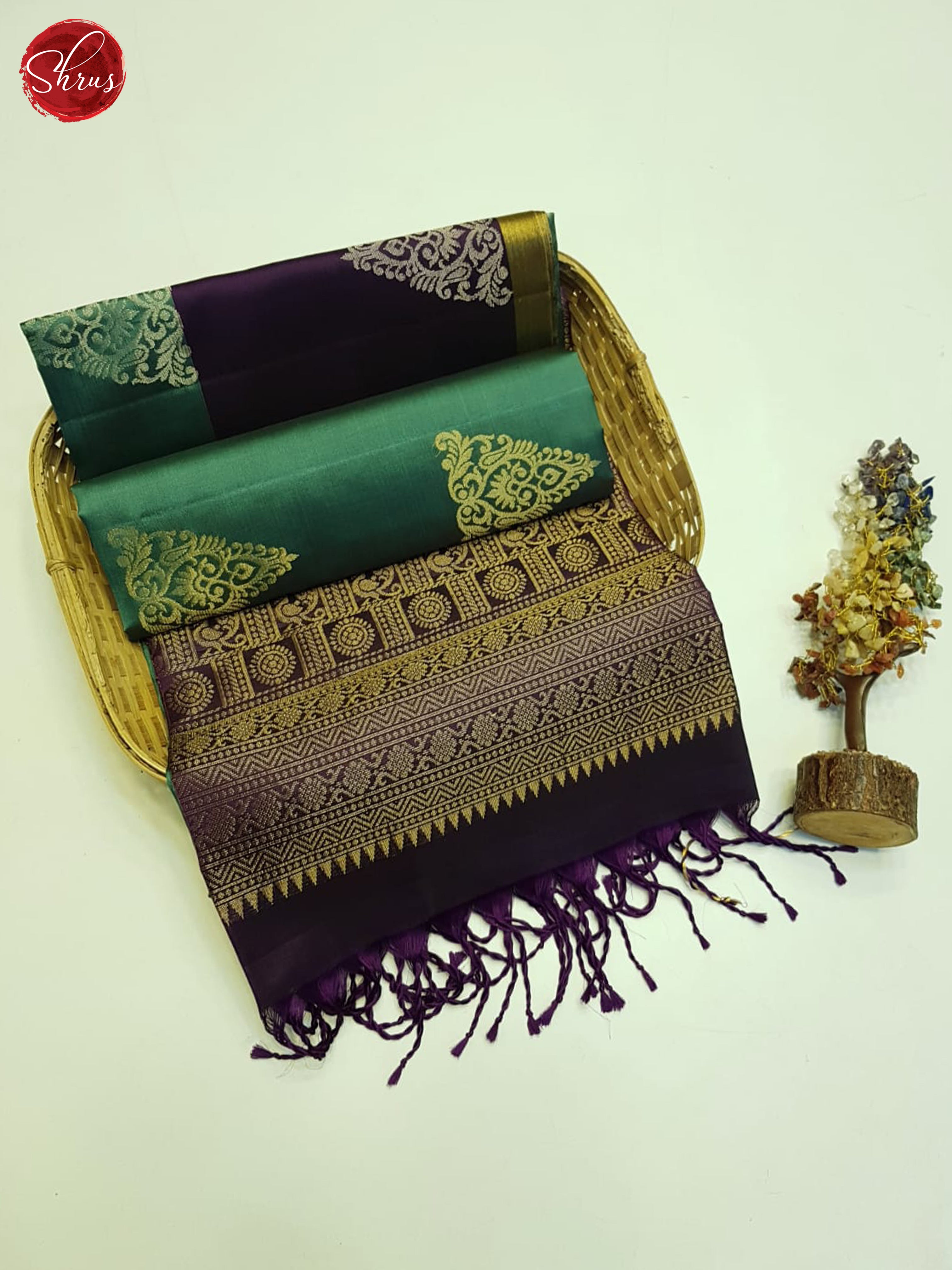 Green And Purple- Soft Silk saree - Shop on ShrusEternity.com