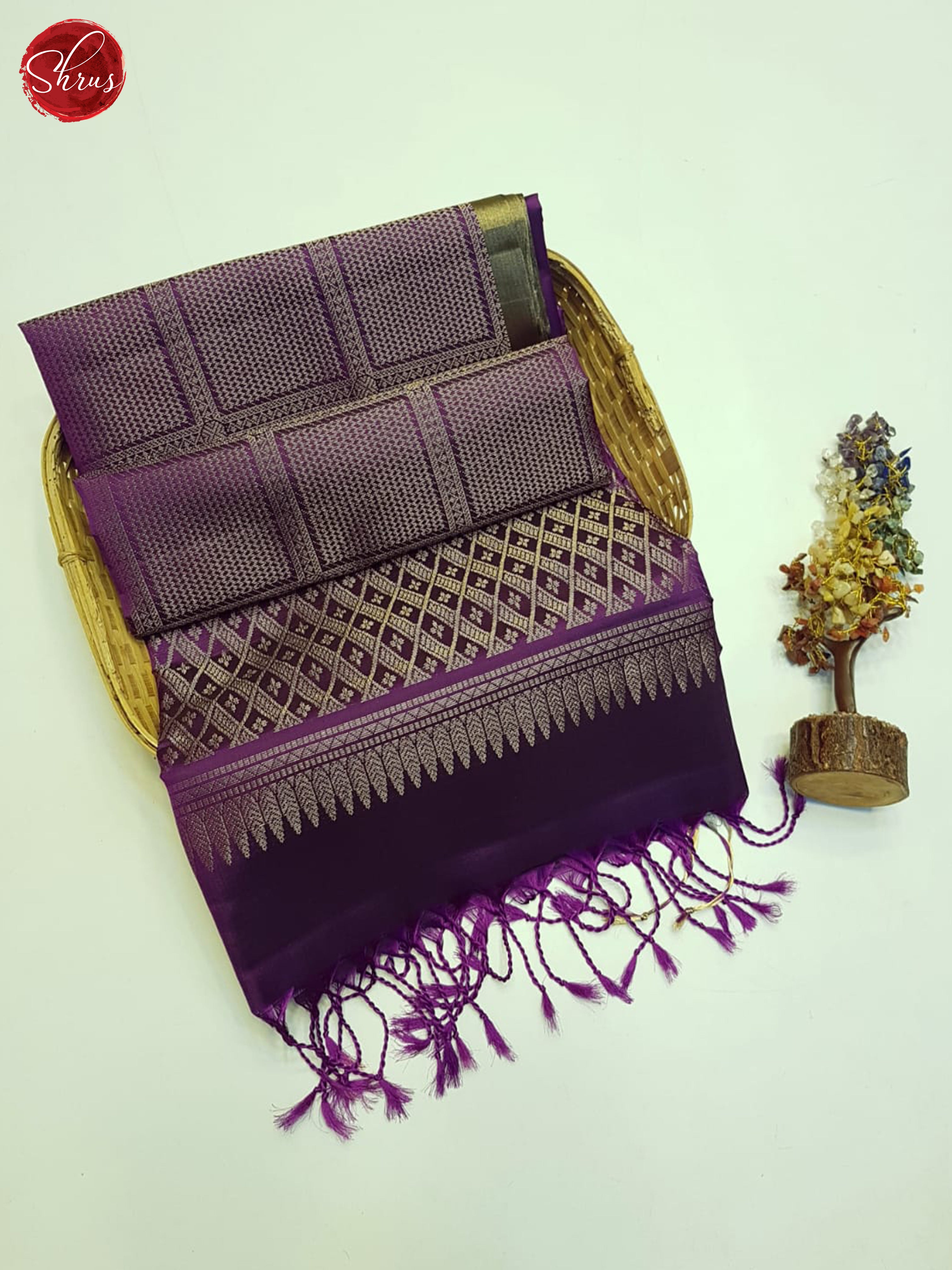 Purple(Single Tone)- Soft Silk Saree - Shop on ShrusEternity.com