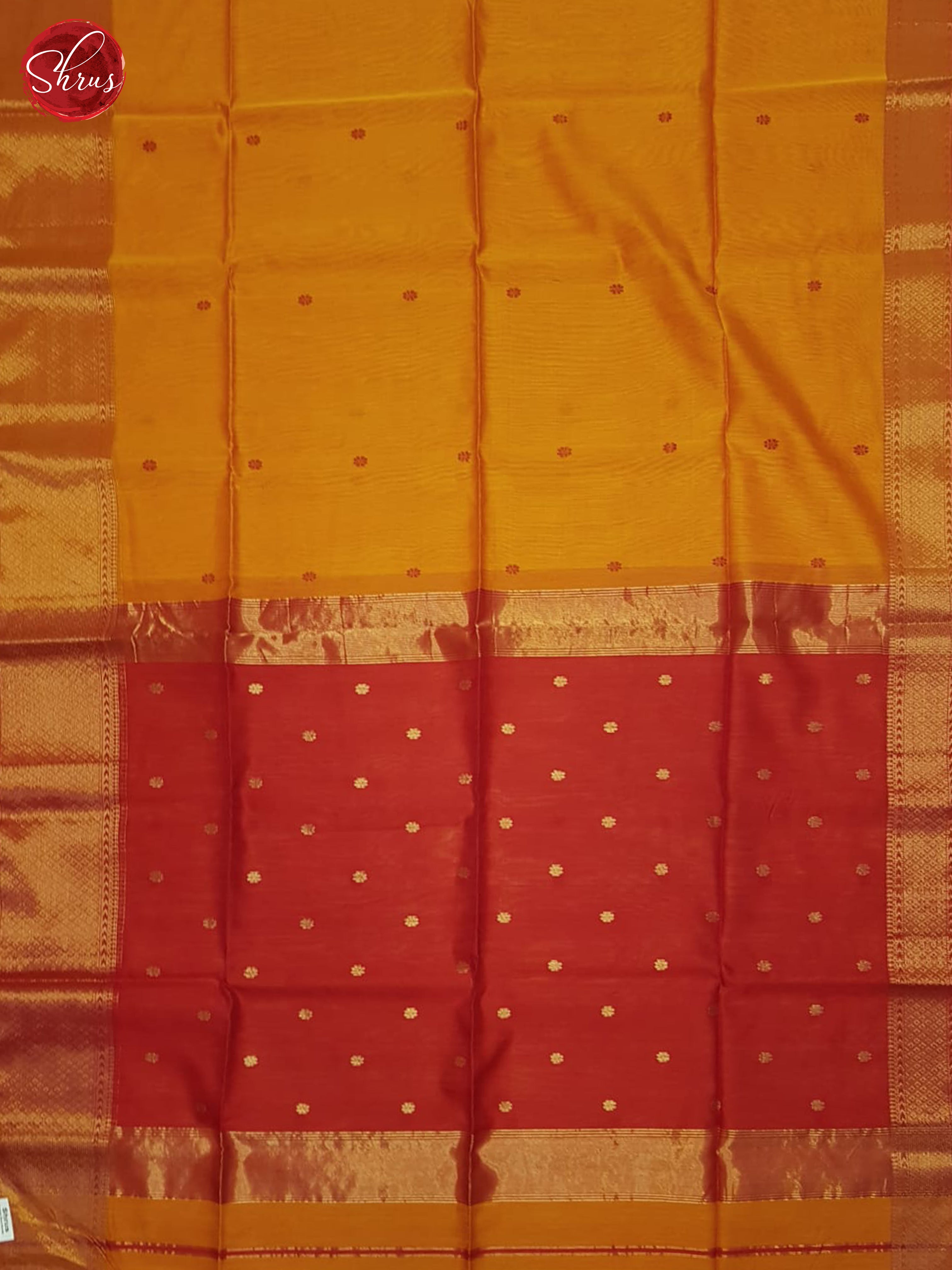 Orange And Red- Maheshwari Silk Cotton Saree - Shop on ShrusEternity.com