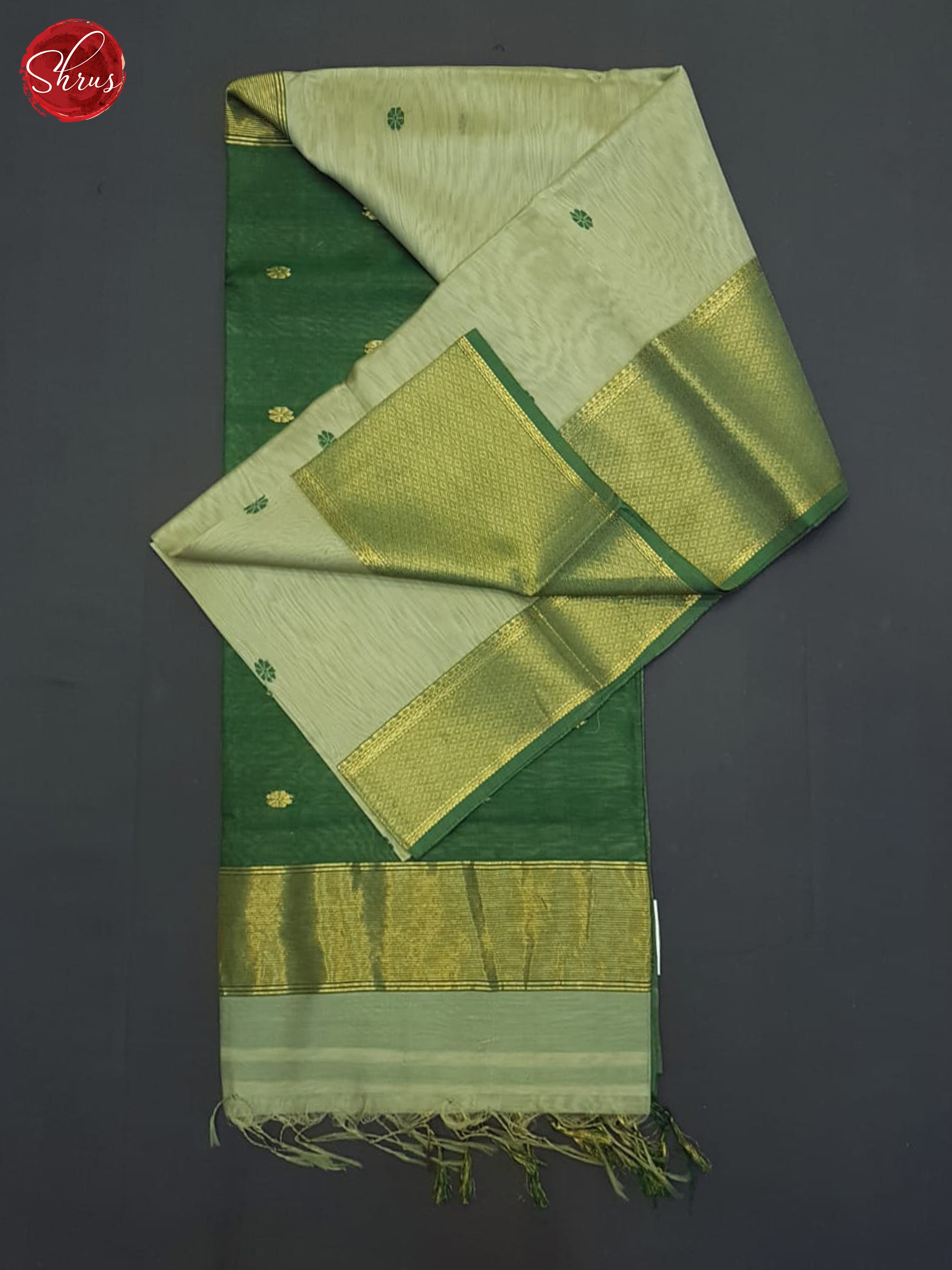 Grey And Green- Maheshwari Silk Cotton Saree - Shop on ShrusEternity.com