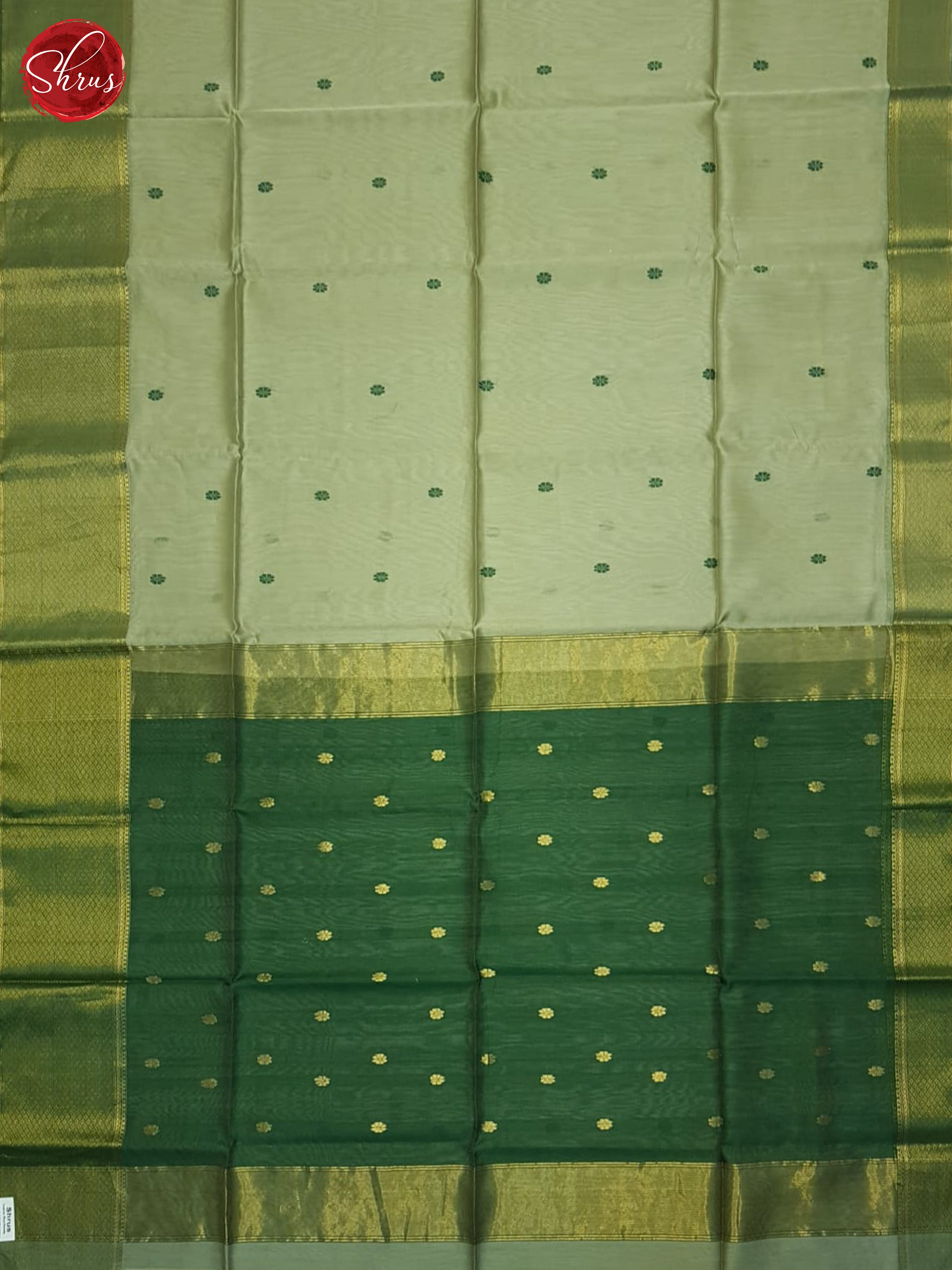 Grey And Green- Maheshwari Silk Cotton Saree - Shop on ShrusEternity.com