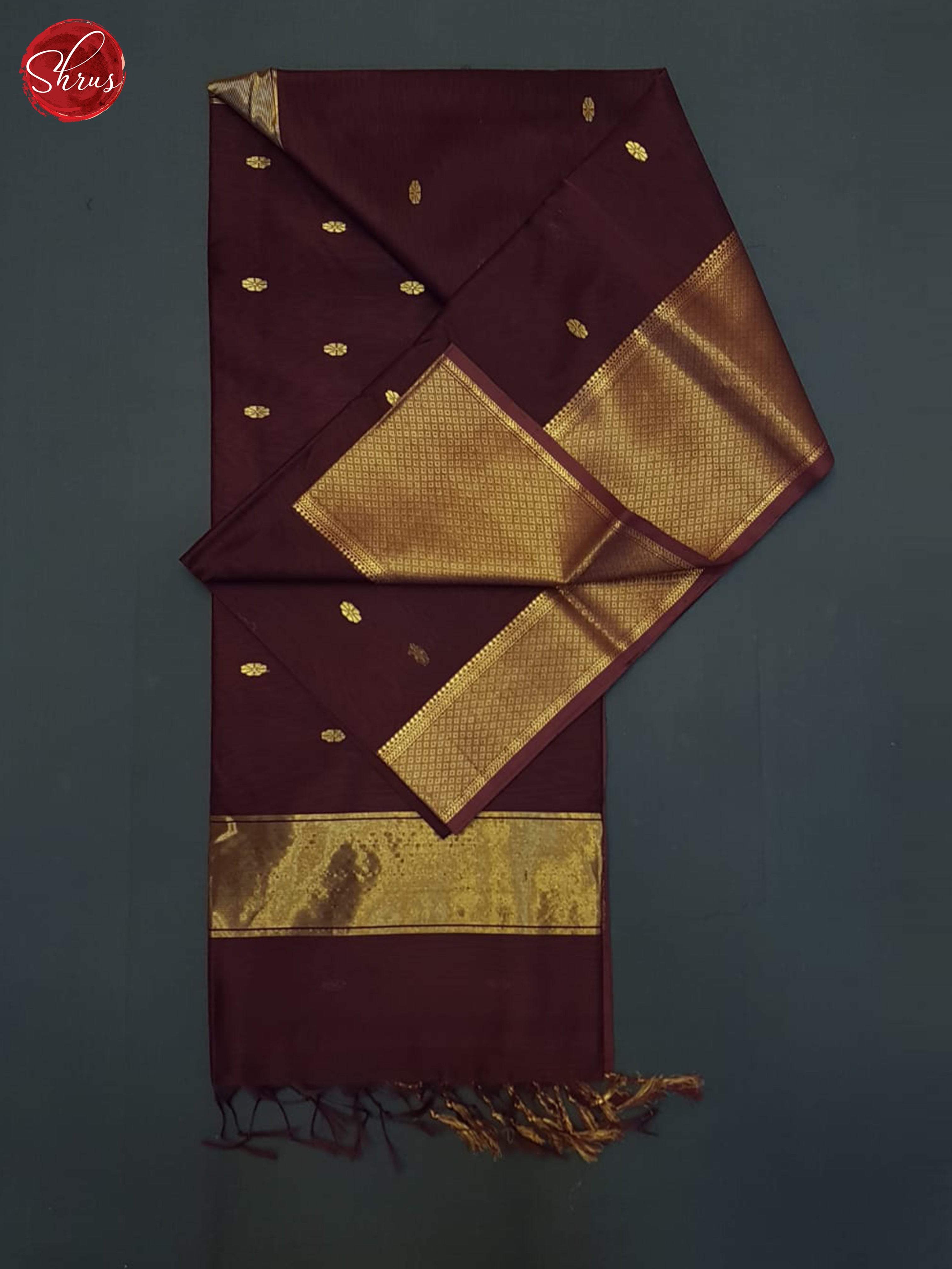 Deep Wine(Single Tone)- Maheshwari Silk Cotton Saree - Shop on ShrusEternity.com