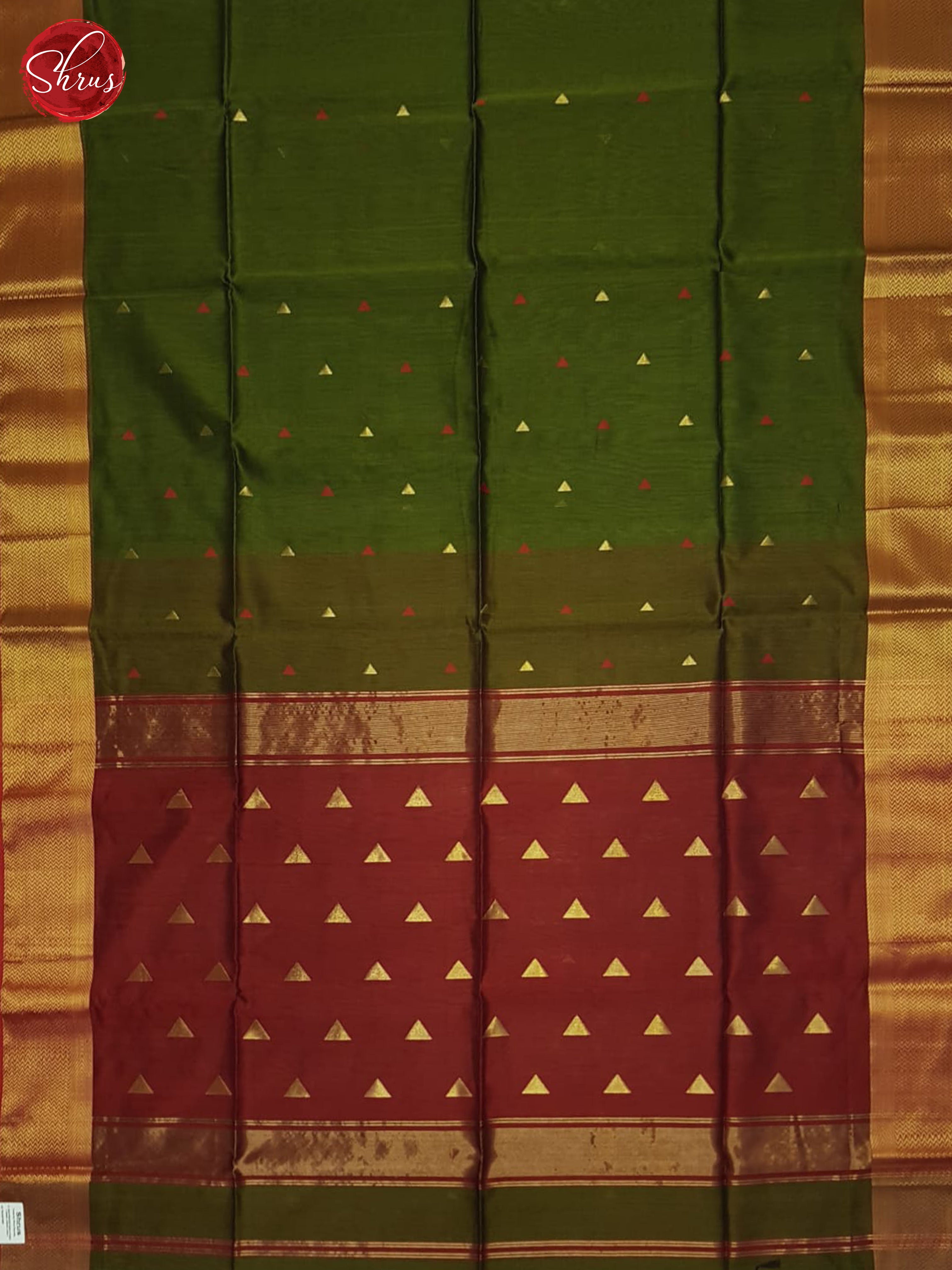 Green And Red- Maheshwari Silk Cotton Saree - Shop on ShrusEternity.com