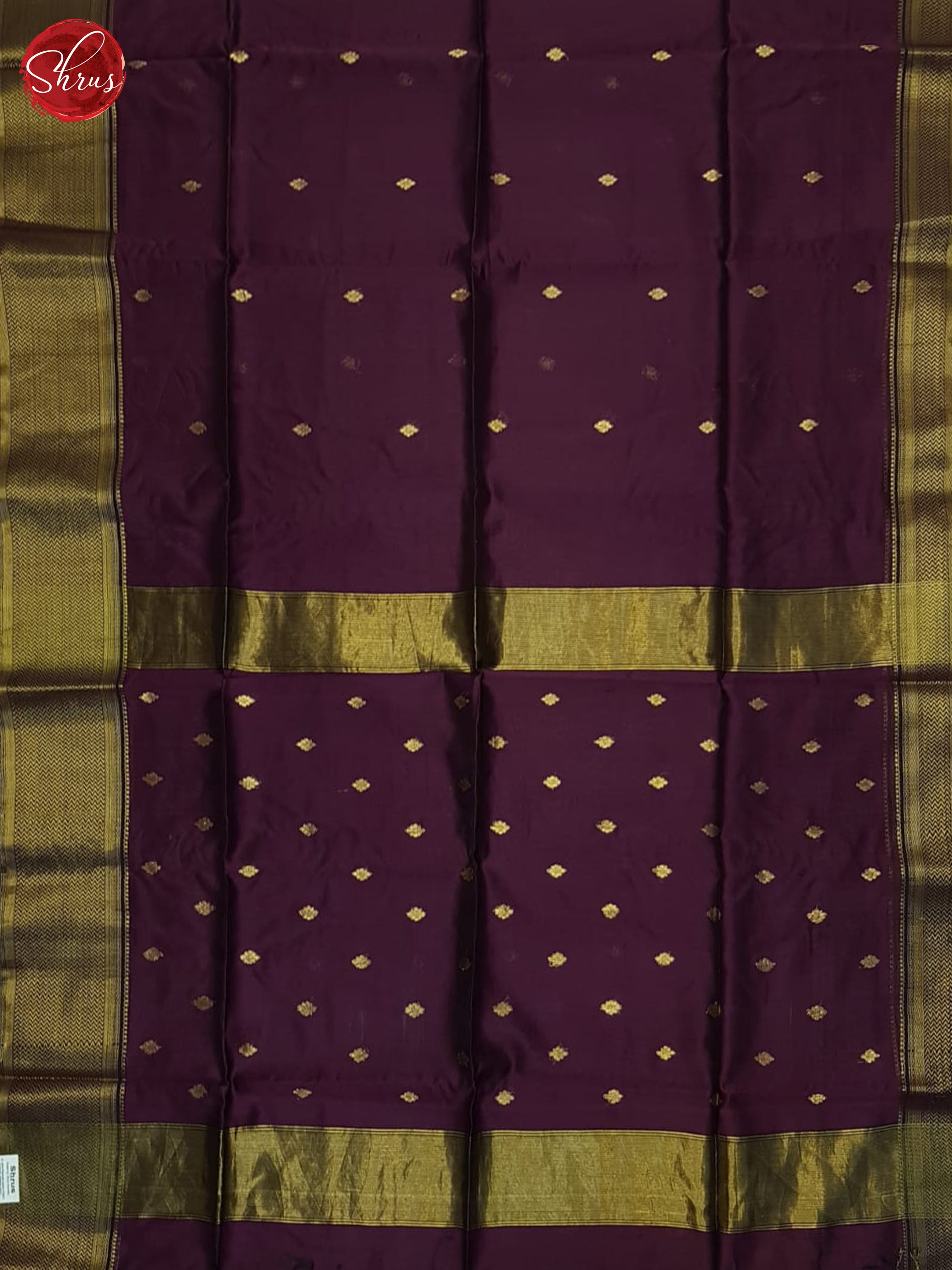 Wine(Single Tone)- Maheshwari Silk Cotton saree - Shop on ShrusEternity.com