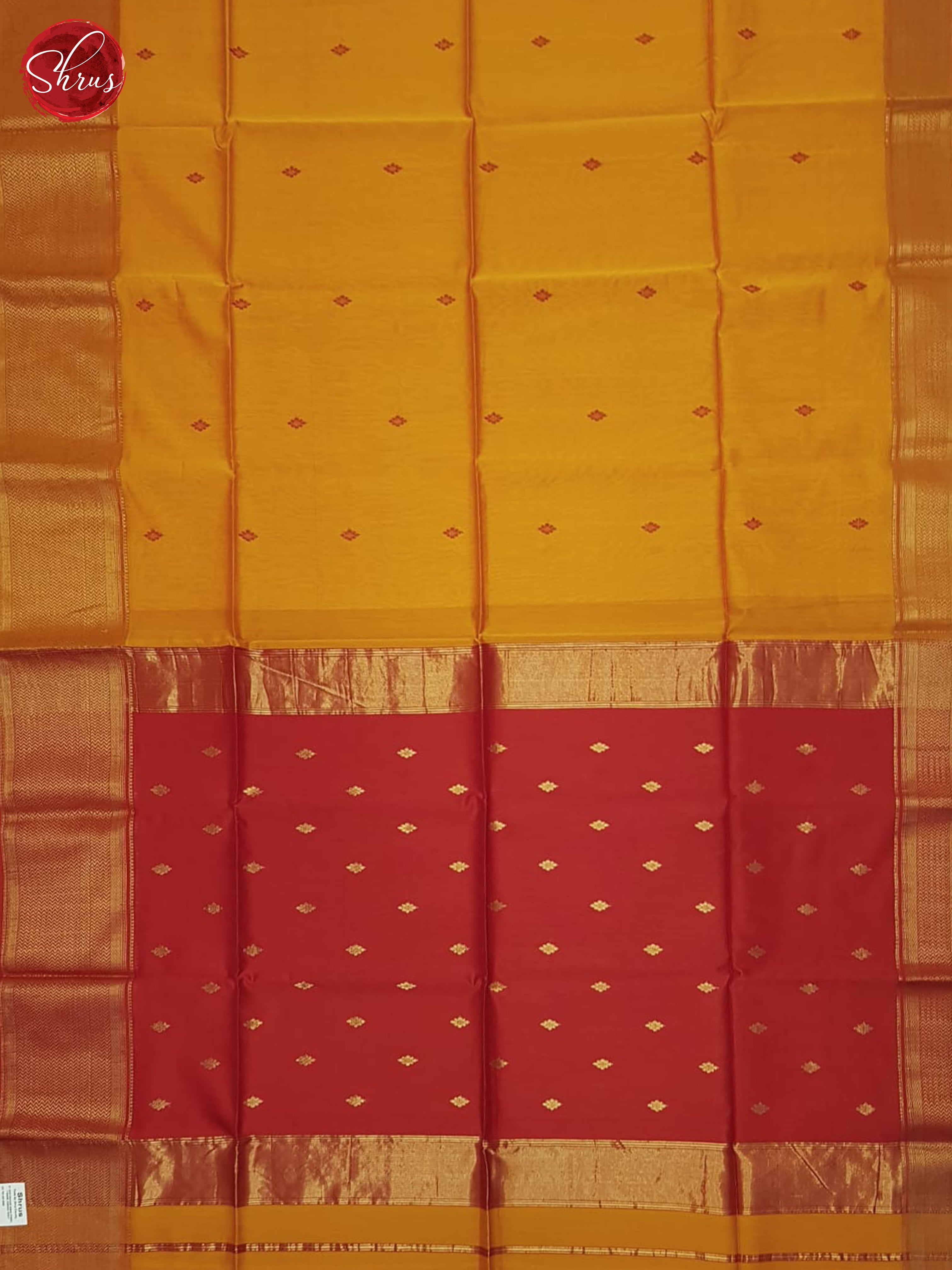 Orange And Red- Maheshwari Silk Cotton Saree - Shop on ShrusEternity.com
