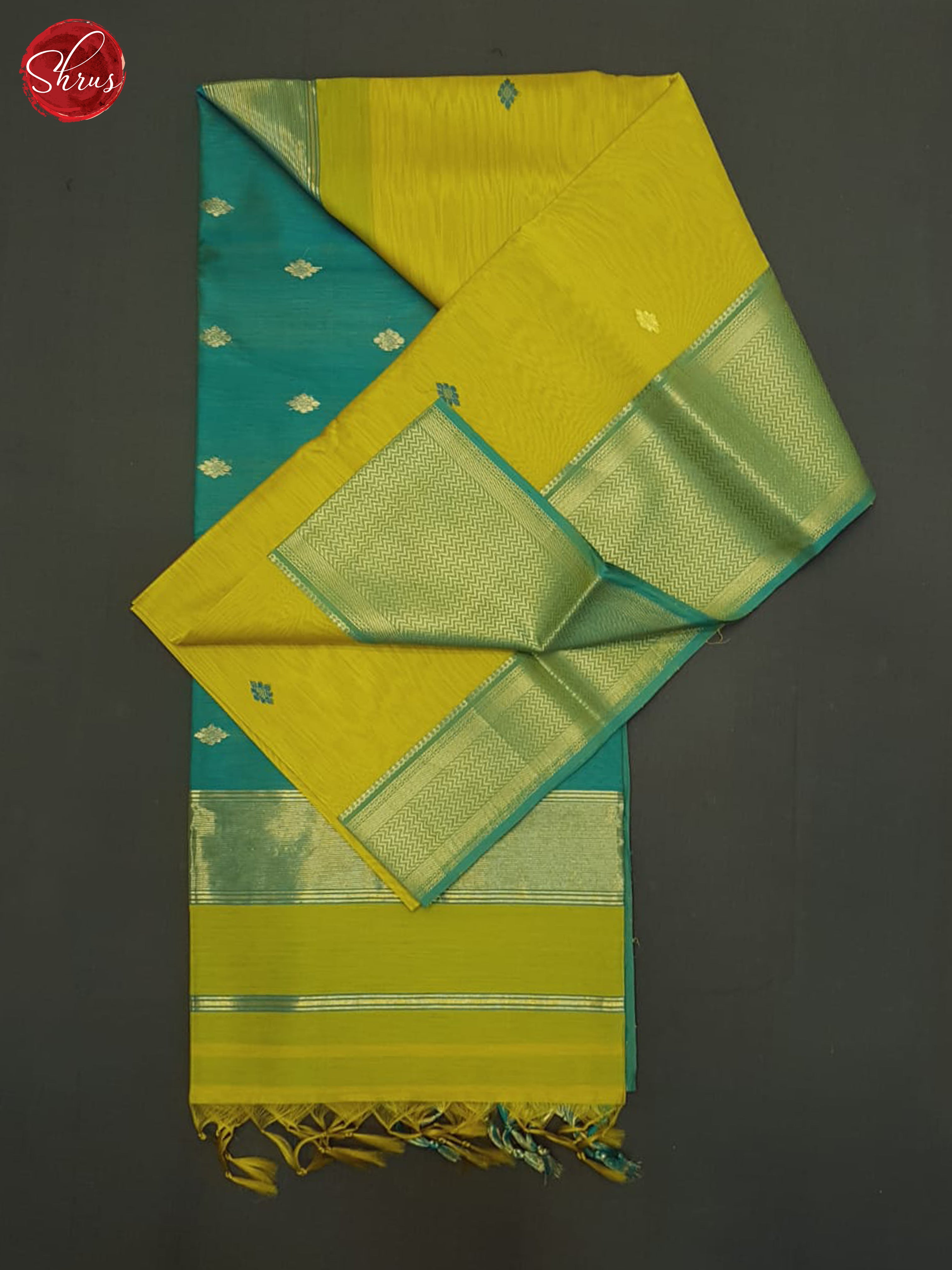 Green And Blue- Maheshwari Silk cotton Saree - Shop on ShrusEternity.com