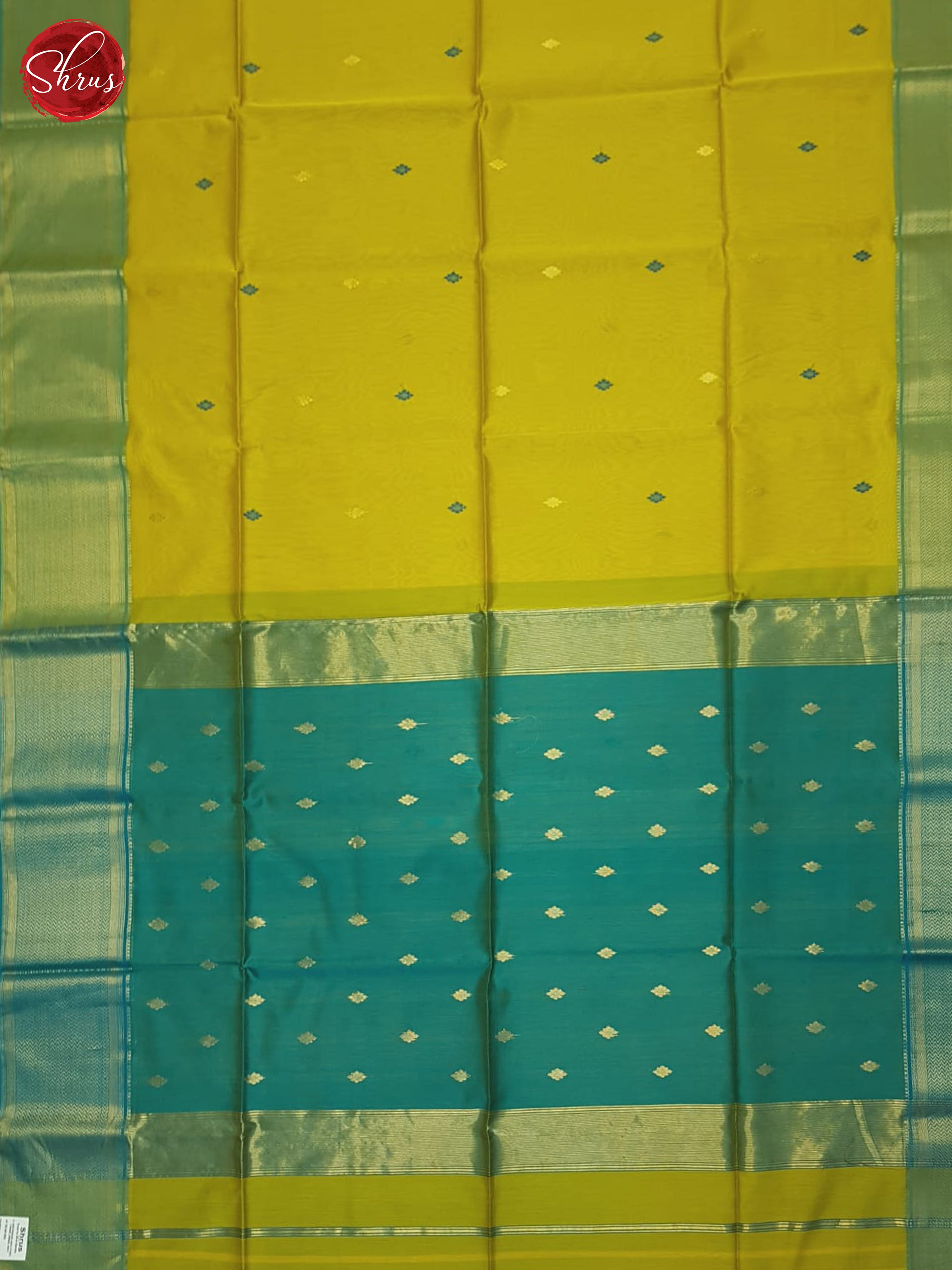 Green And Blue- Maheshwari Silk cotton Saree - Shop on ShrusEternity.com