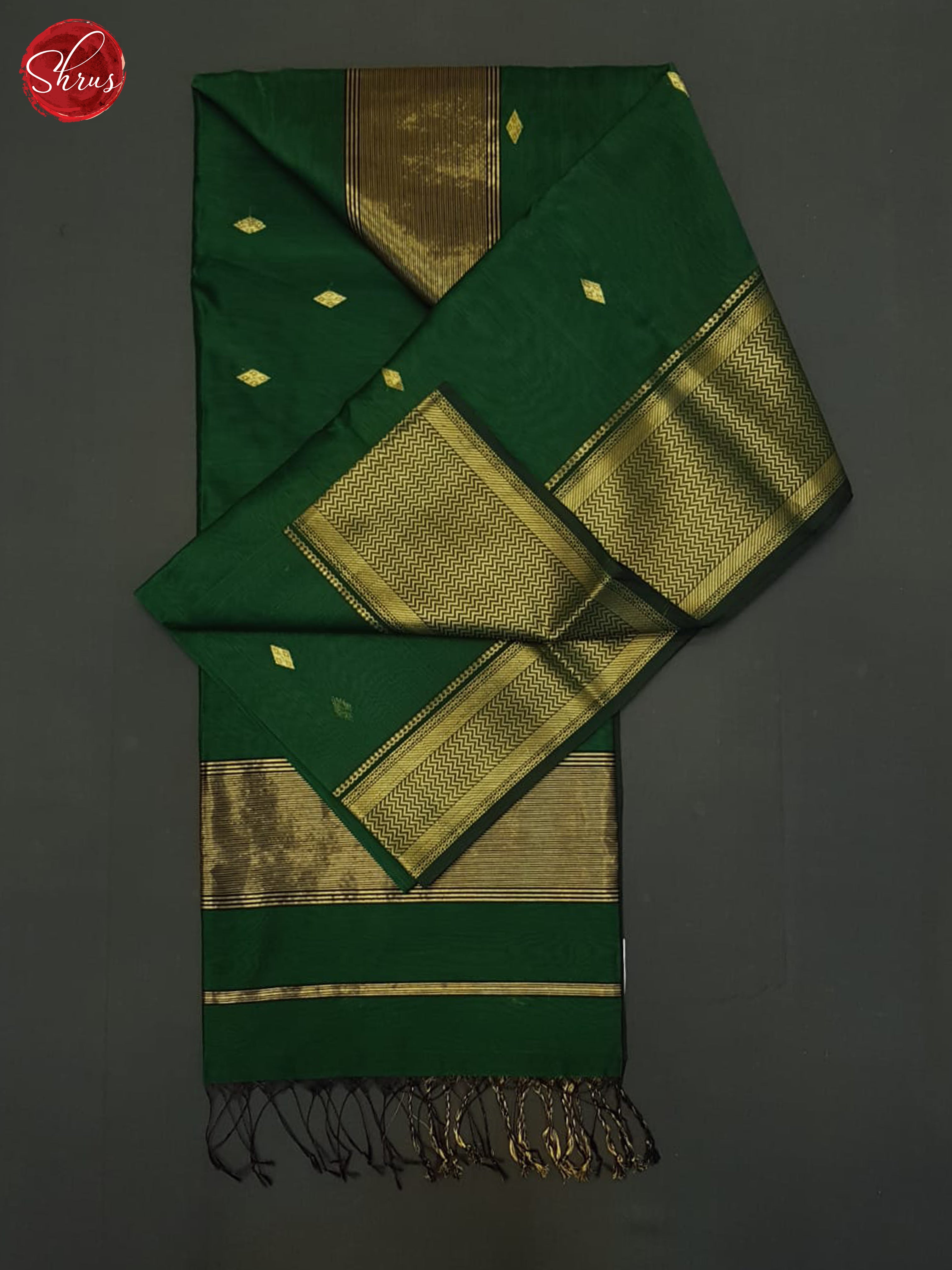Green(SIngle Tone)- Maheshwari Silk Cotton Saree - Shop on ShrusEternity.com