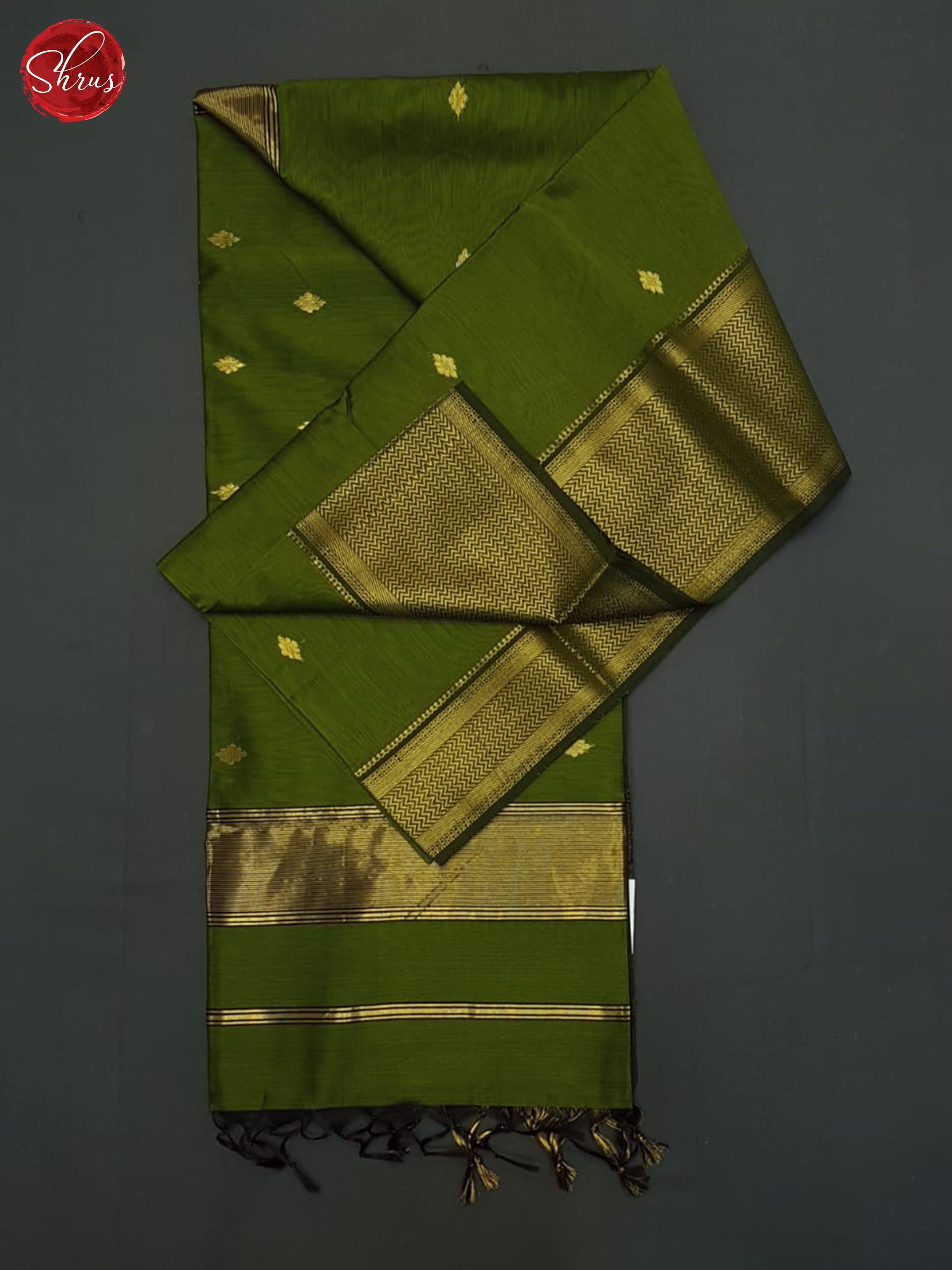 Green(Single Tone)- Maheshwari Silk Cotton Saree - Shop on ShrusEternity.com