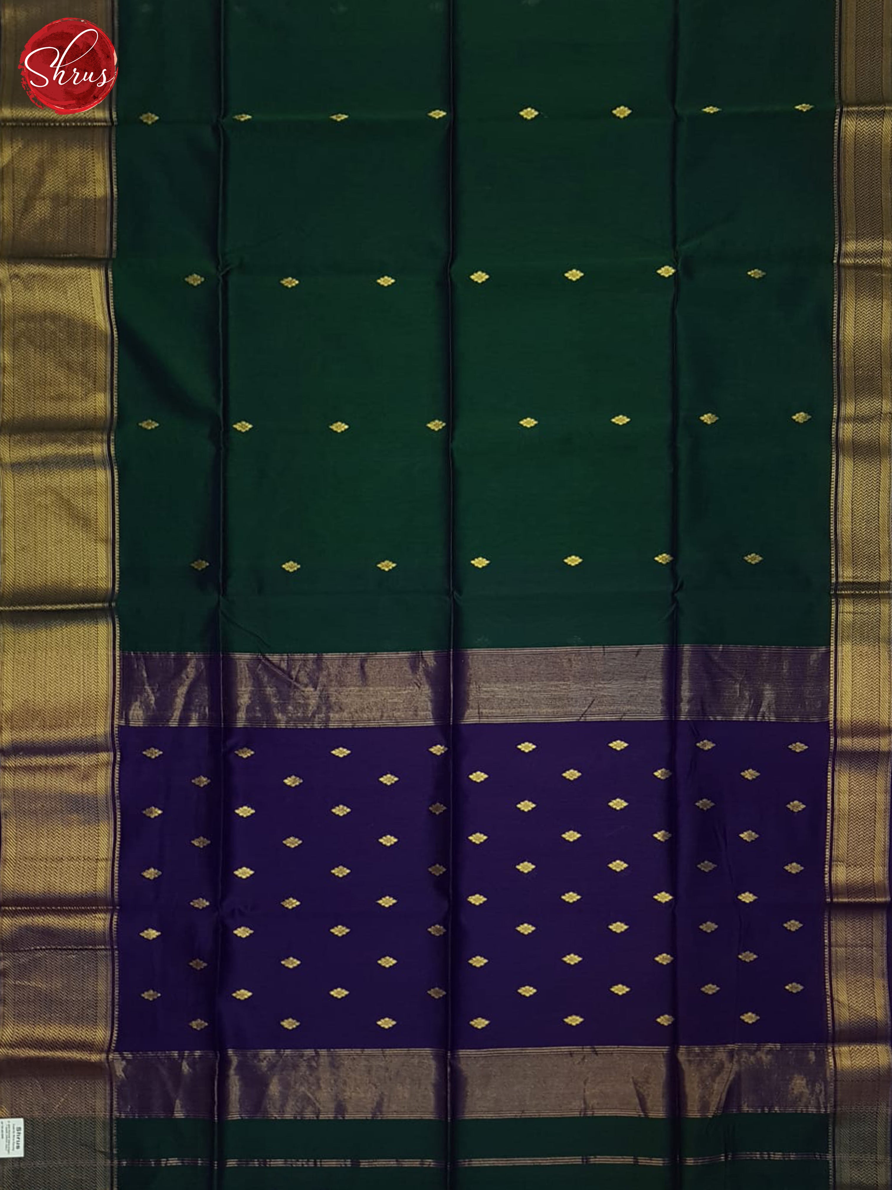 Green And Purple- Maheshwari Silk Cotton Saree - Shop on ShrusEternity.com