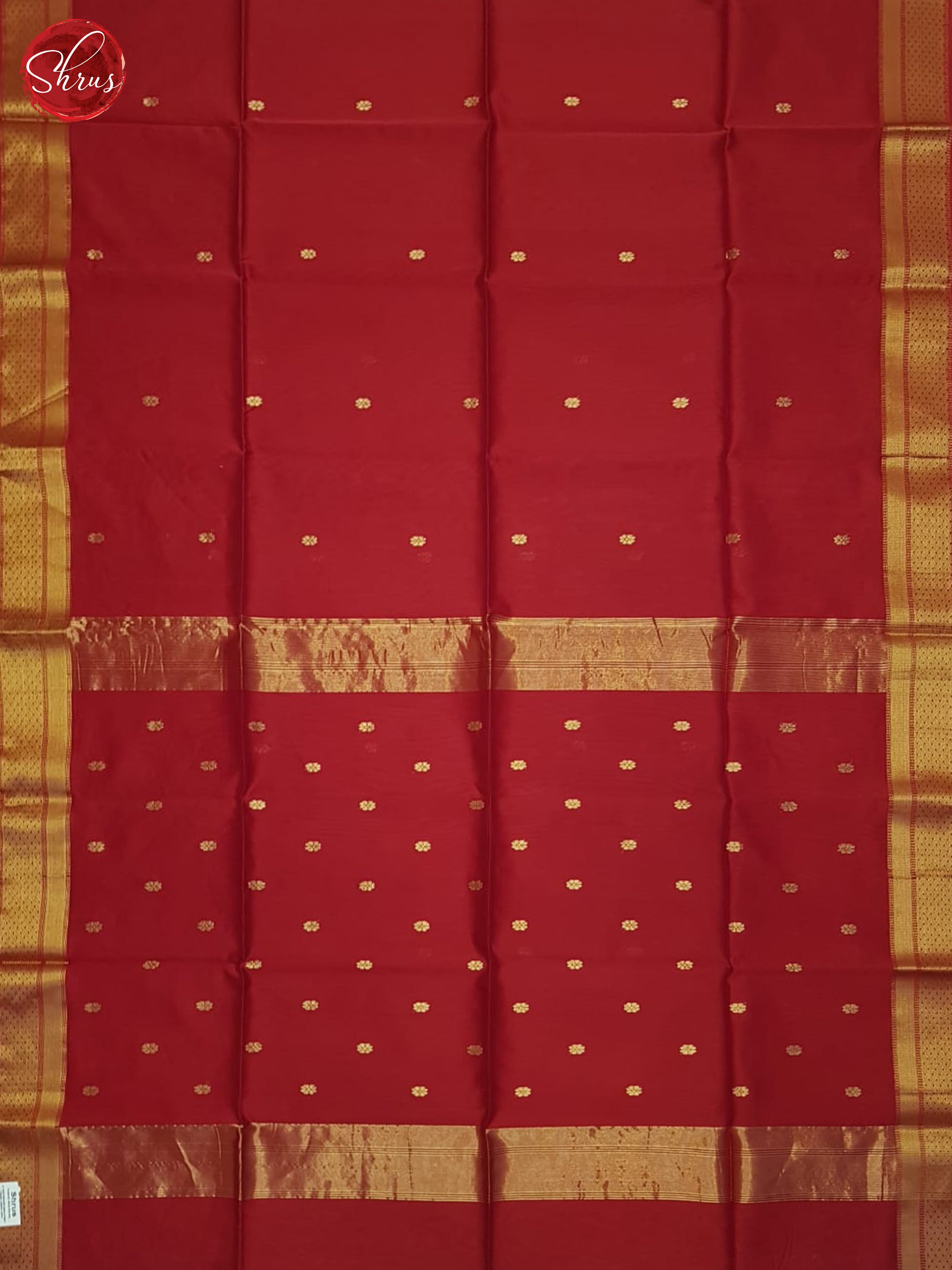 Red(Single Tone)- Maheshwari Silk Cotton Saree - Shop on ShrusEternity.com