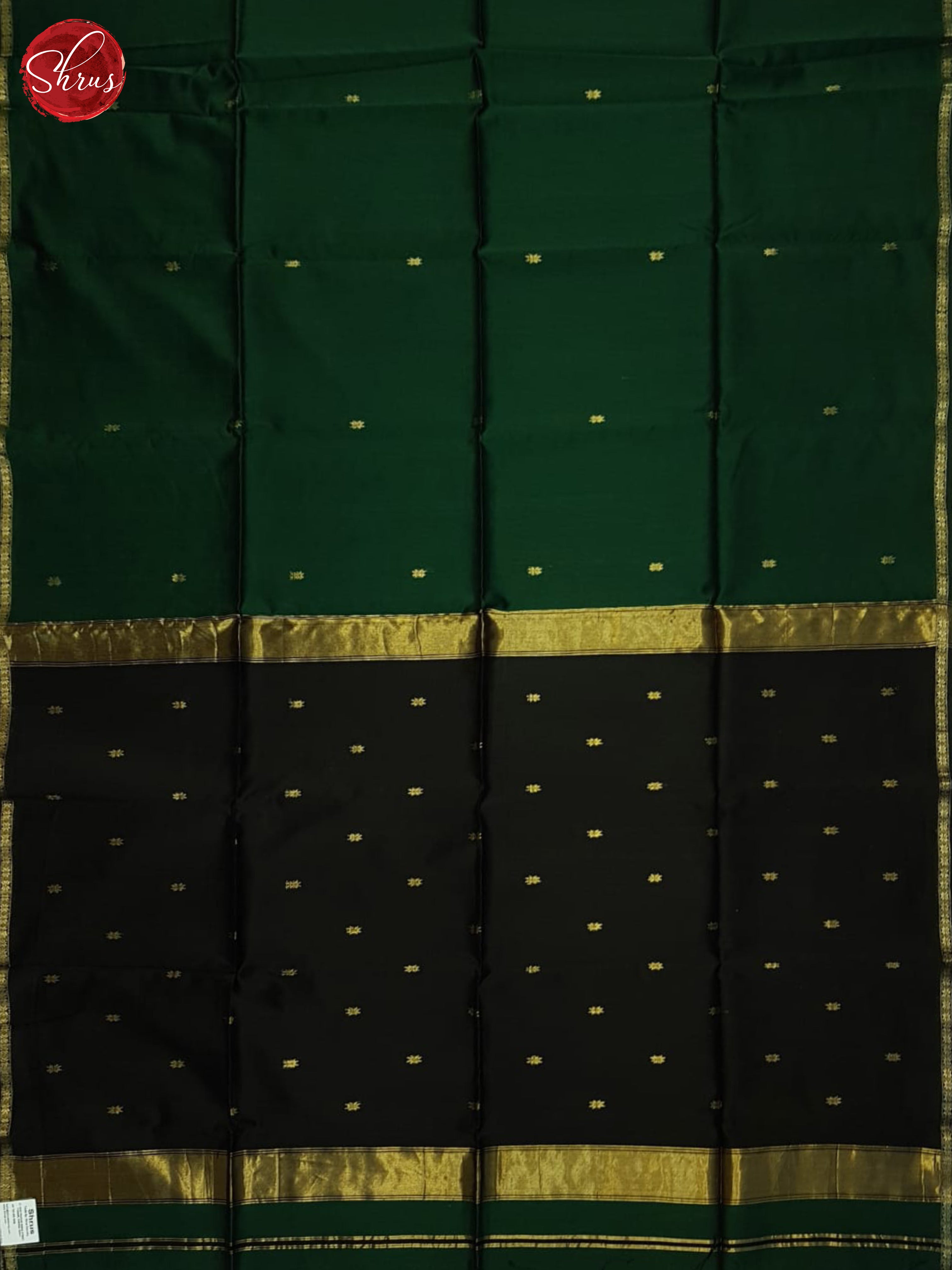 Green & Black- Maheshwari Silk Cotton saree - Shop on ShrusEternity.com