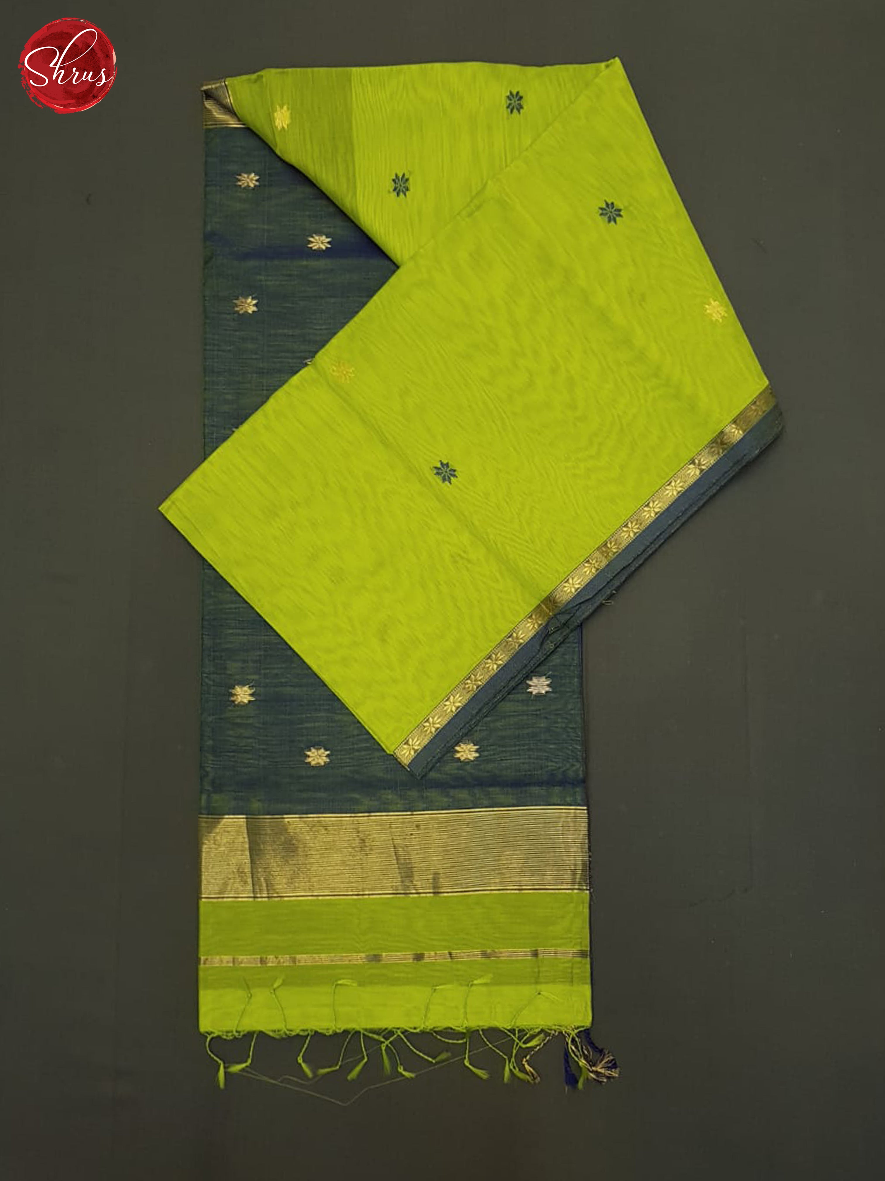 Green And Blue- Maheshwari Silk Cotton Saree - Shop on ShrusEternity.com
