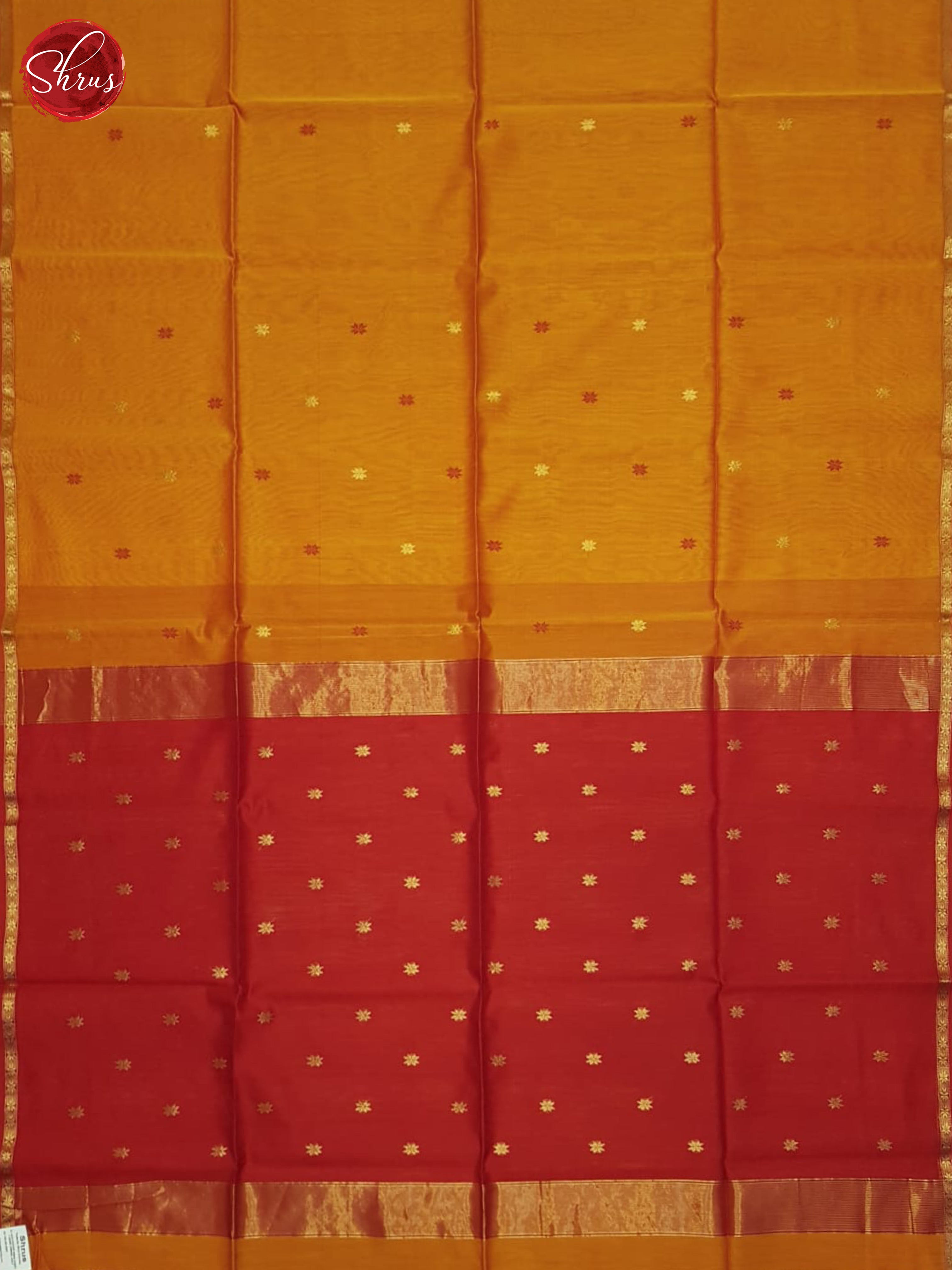 Fire Orange And Red- Maheshwari Silk Cotton Saree - Shop on ShrusEternity.com