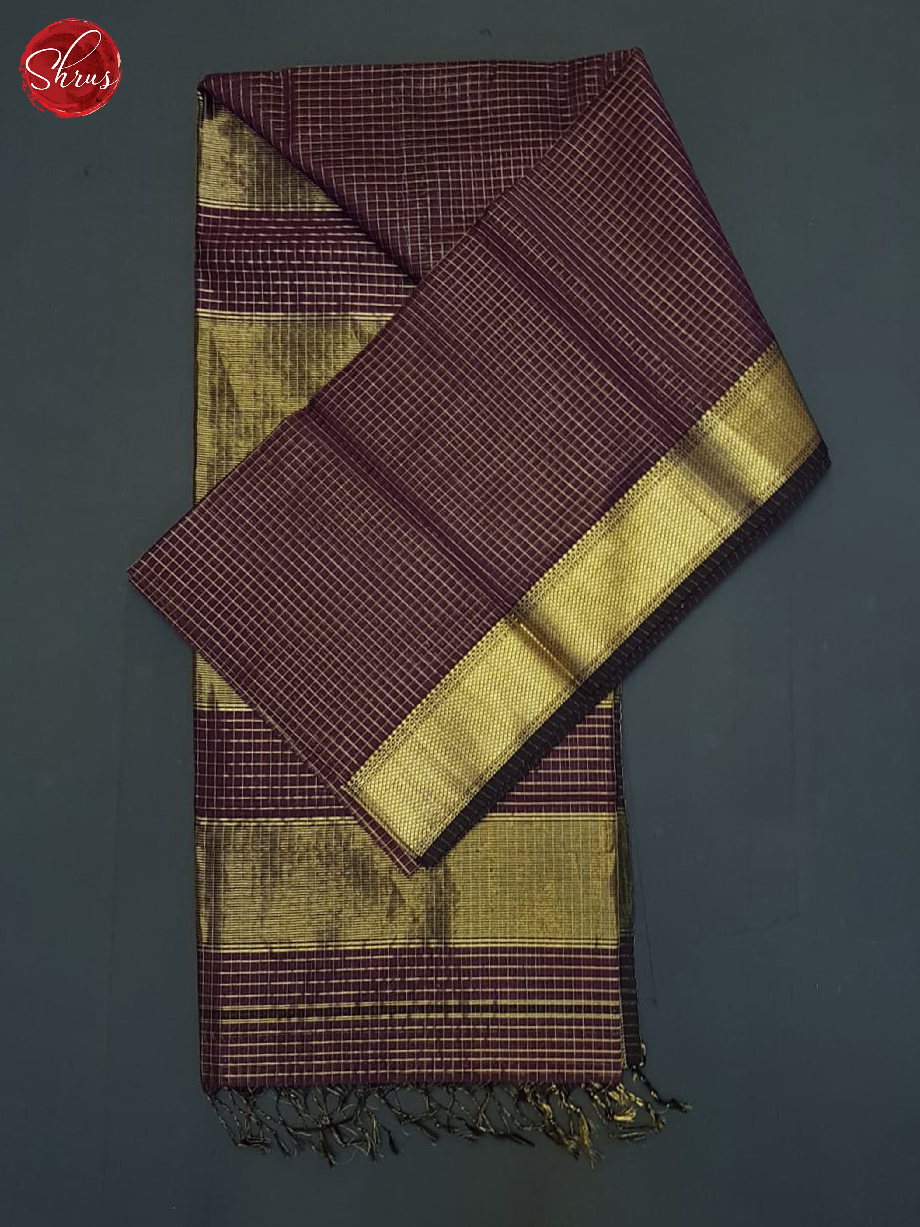 Wine(Single Tone)- Maheshwari Silk Cotton saree - Shop on ShrusEternity.com