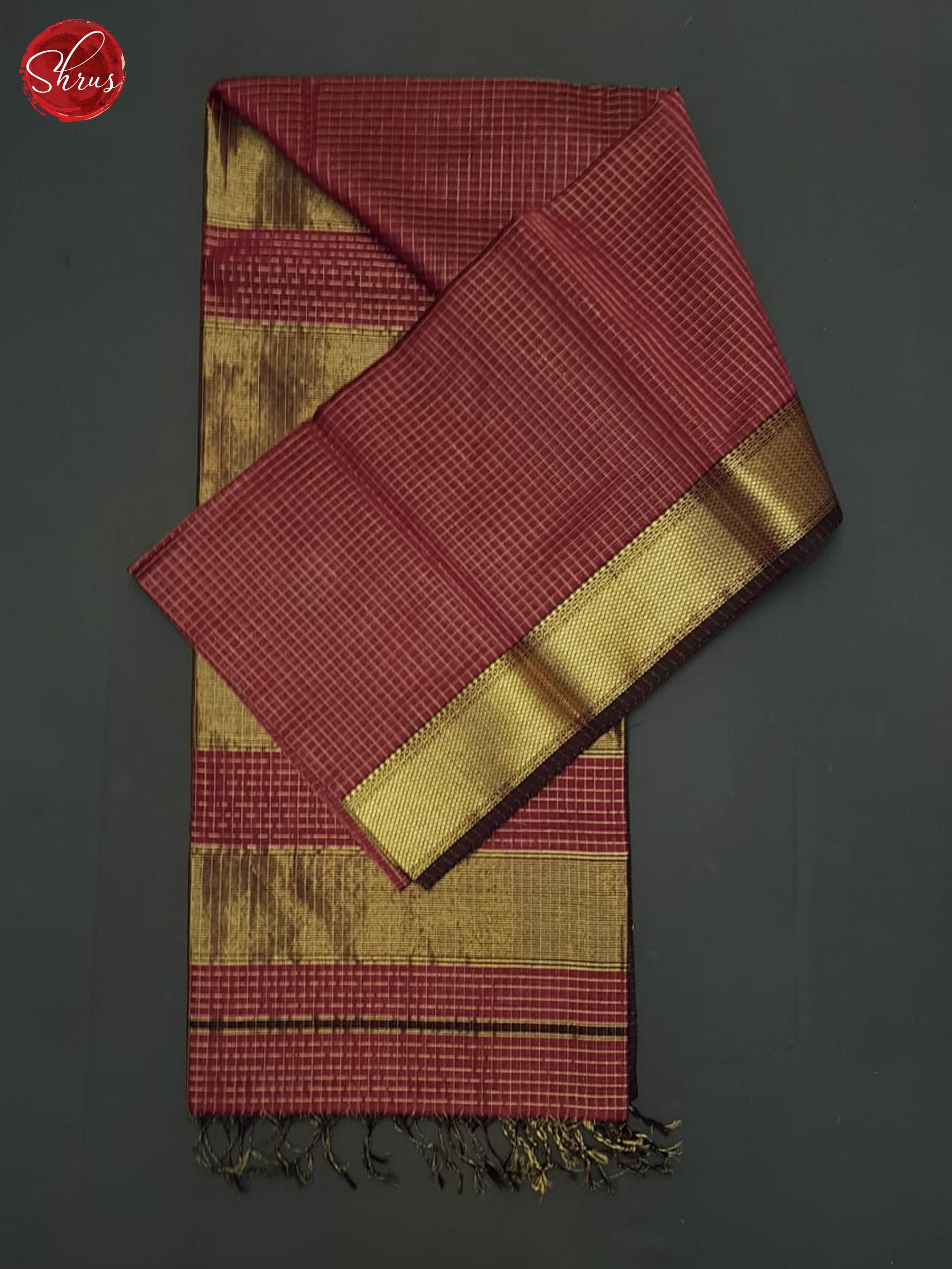 Wine(Single Tone)- Maheshwari Silk Cotton saree - Shop on ShrusEternity.com