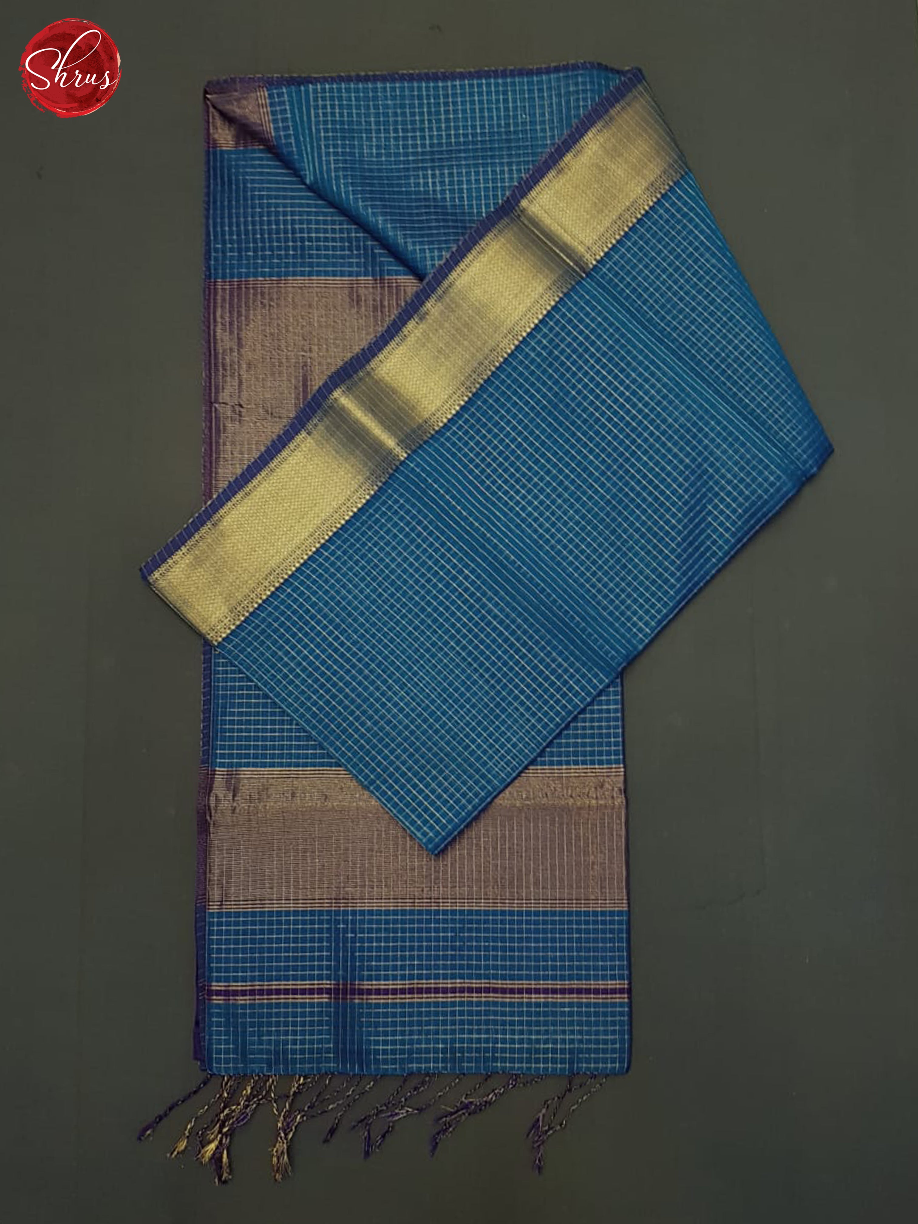 Blue And Purple- Maheshwari Silk Cotton Saree - Shop on ShrusEternity.com