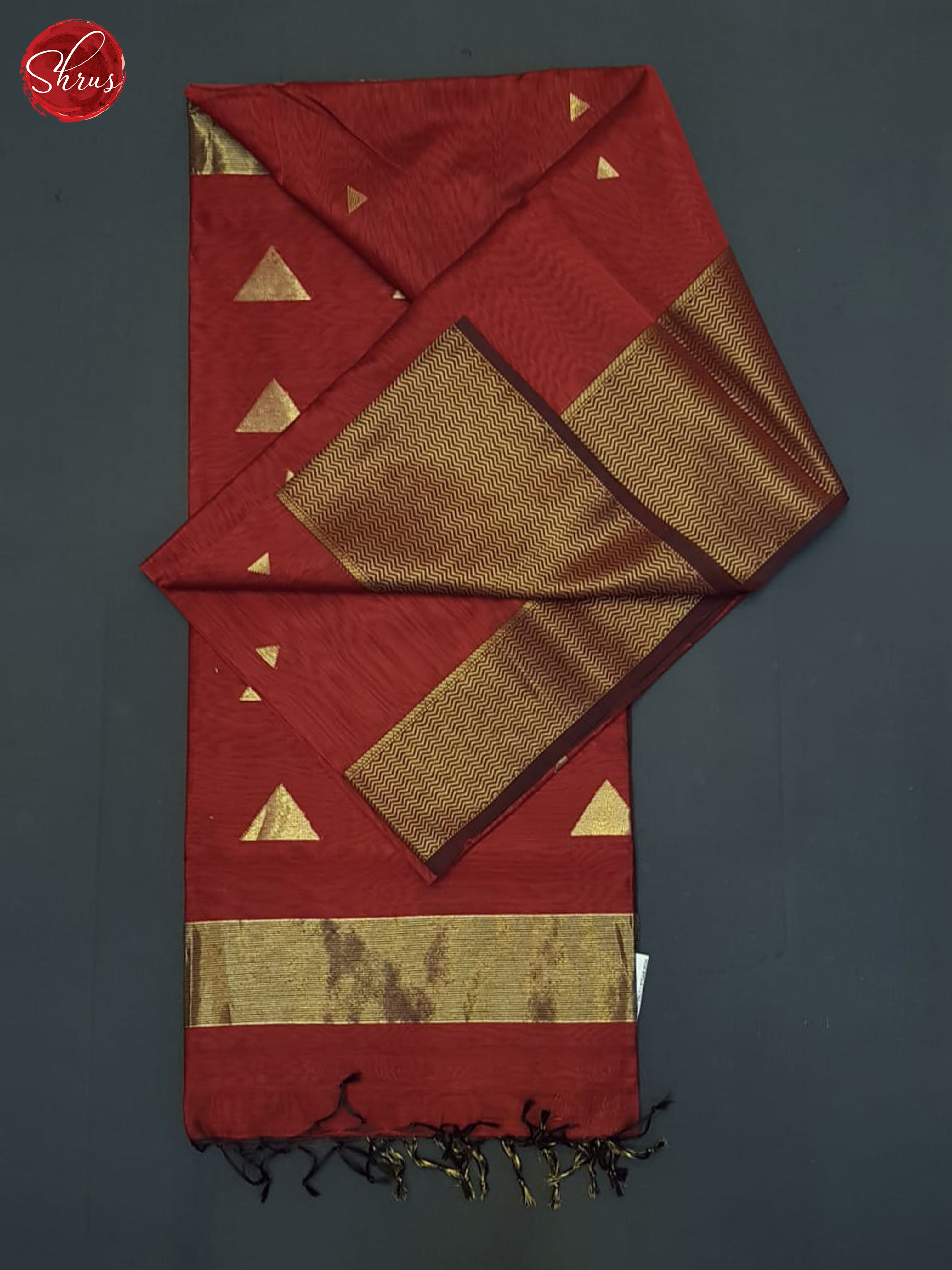 Maroon(Single Tone)- Maheshwari Silk Cotton Saree - Shop on ShrusEternity.com