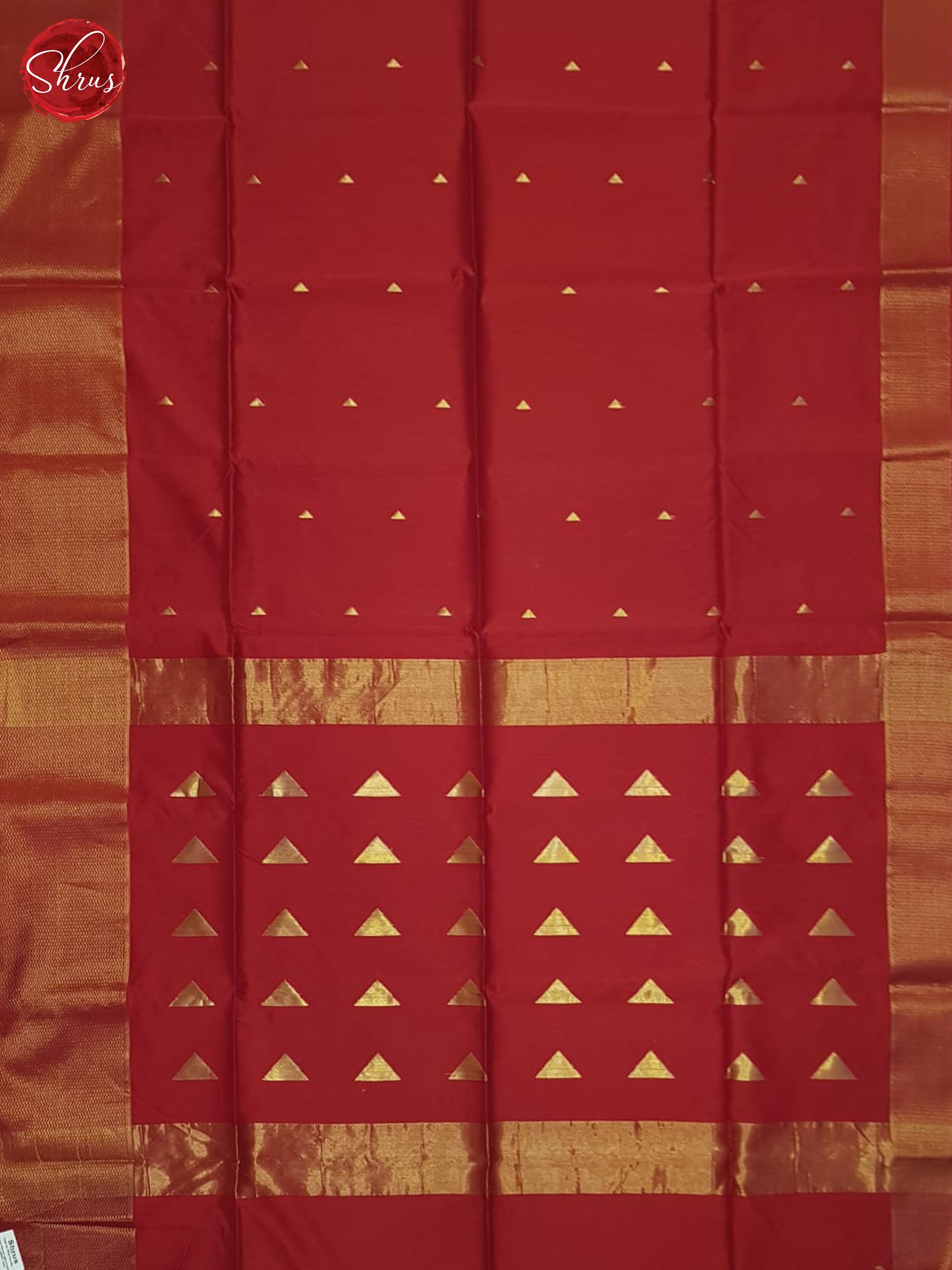 Red(Single Tone)- Maheshwari Silk Cotton Saree - Shop on ShrusEternity.com