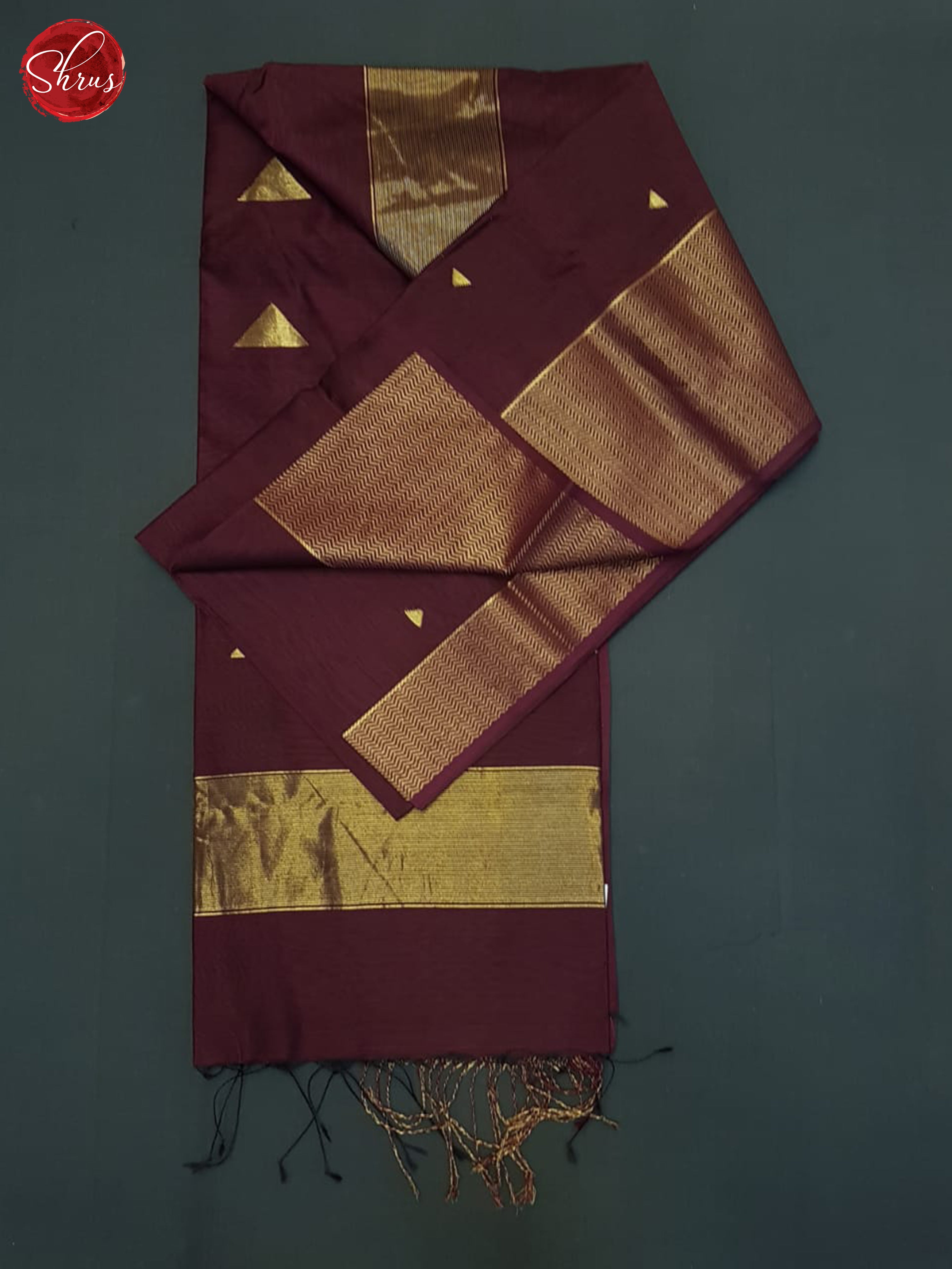 Deep Wine(Single Tone)- Maheshwari Silk cotton Saree - Shop on ShrusEternity.com