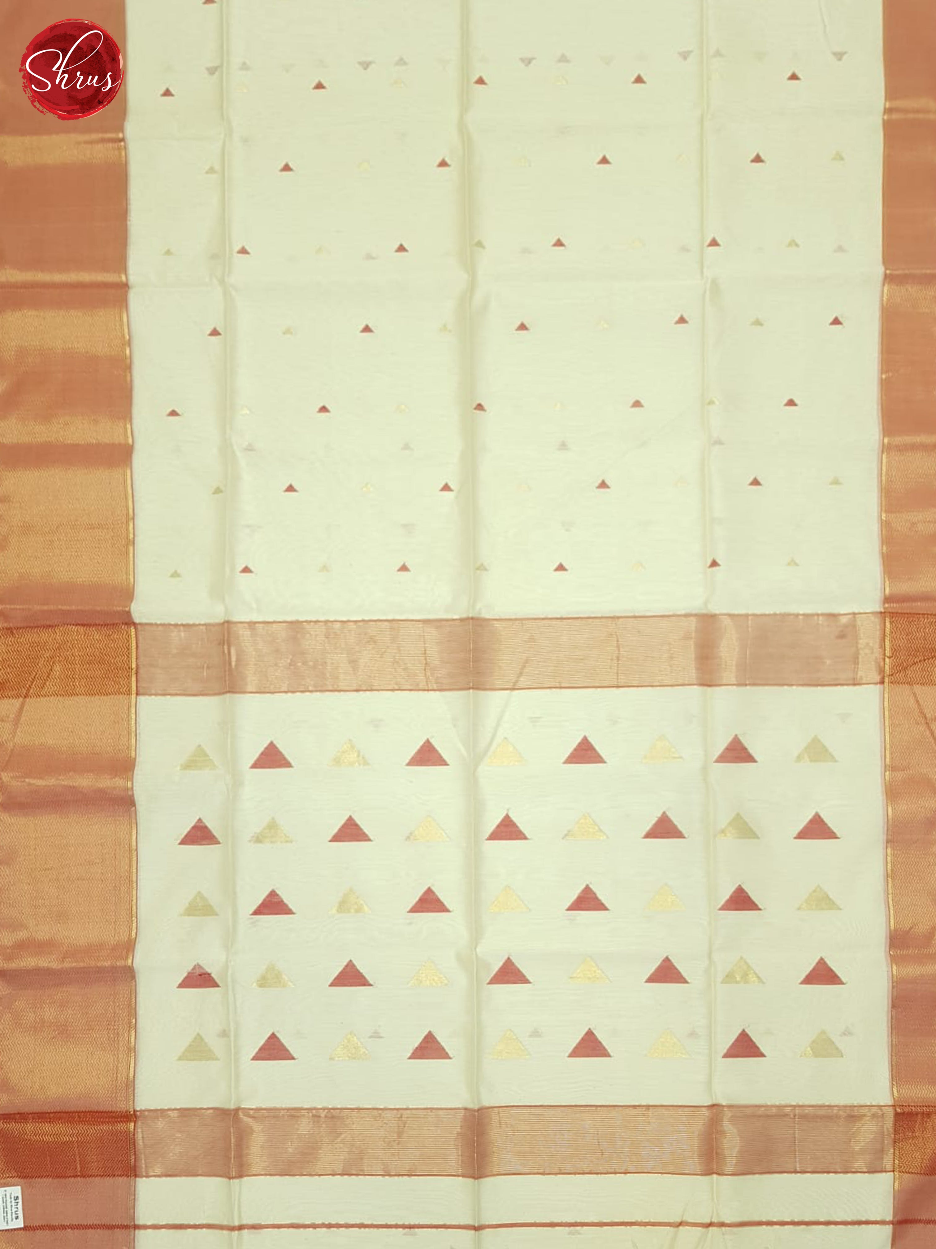 Cream And Red- Maheshwari Silk Cotton Saree - Shop on ShrusEternity.com